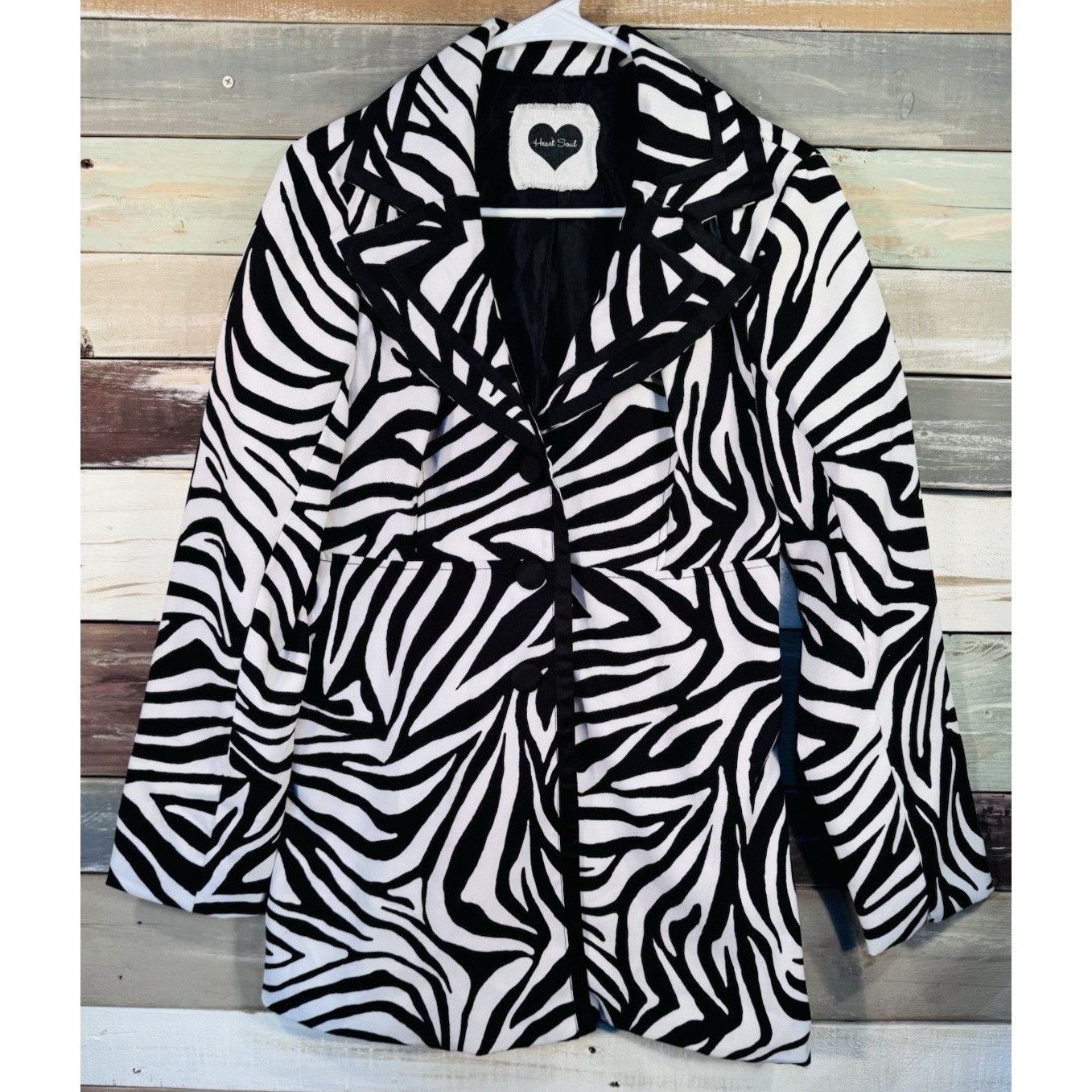 Other Heart Soul Black & White Zebra Stripes Button Up Coat Jacket Size M / US 6-8 / IT 42-44 - 1 Thumbnail