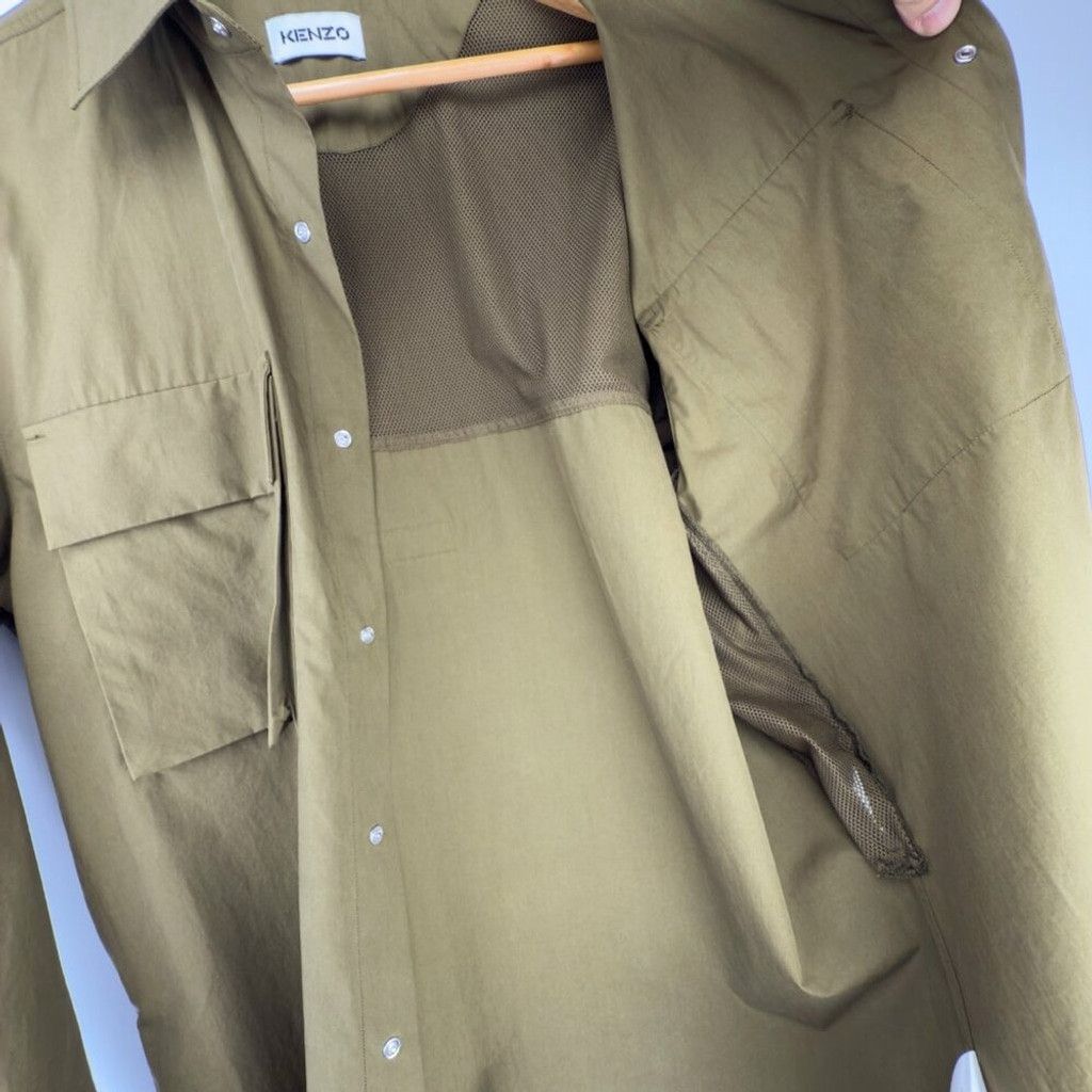 Kenzo KENZO Button Down Cargo Maxi Pocket Green Over Shirt Size M Size US M / EU 48-50 / 2 - 9 Thumbnail