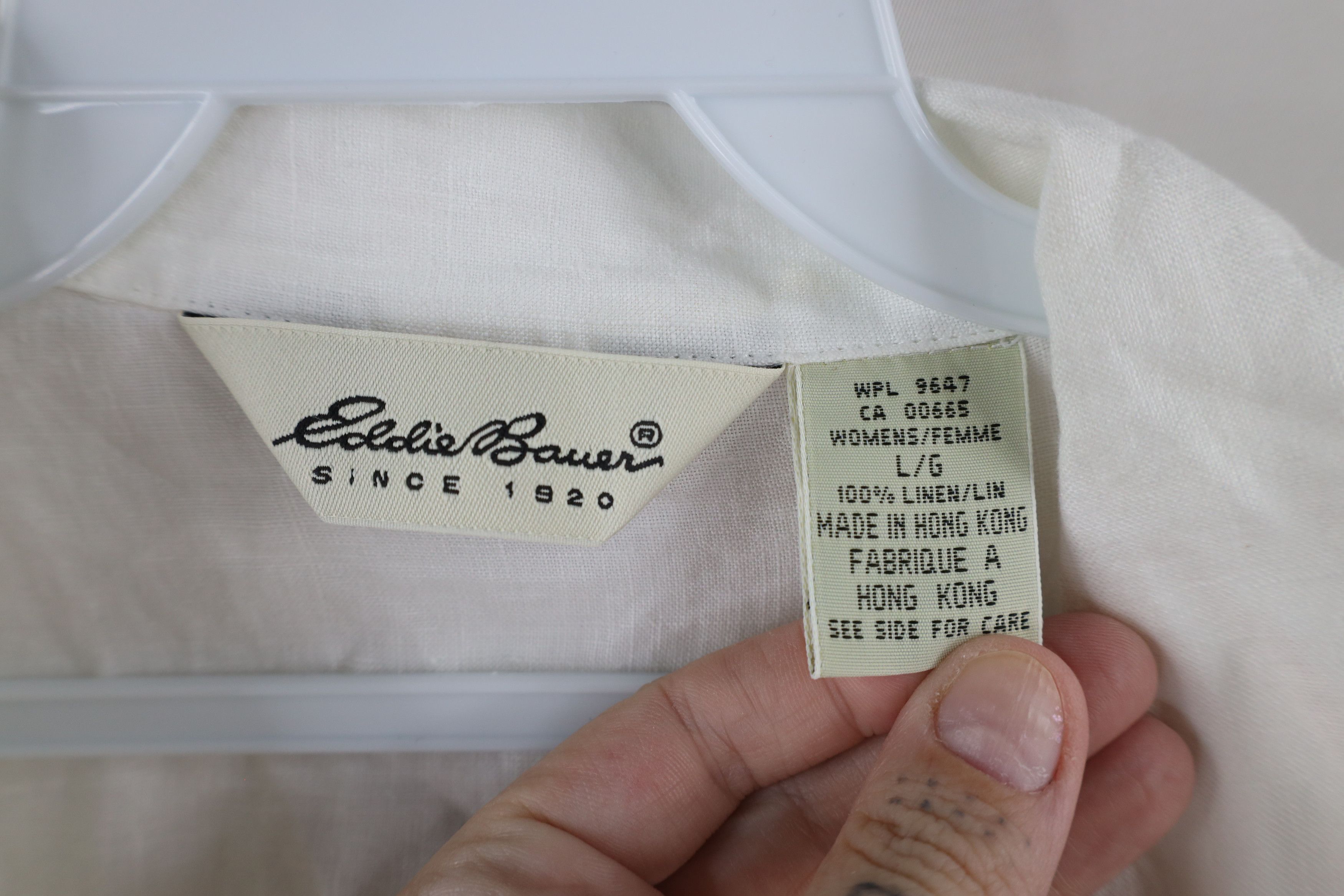 Eddie Bauer × Vintage Vintage 90s Eddie Bauer Linen Baggy Button Shirt White Size L / US 10 / IT 46 - 5 Thumbnail