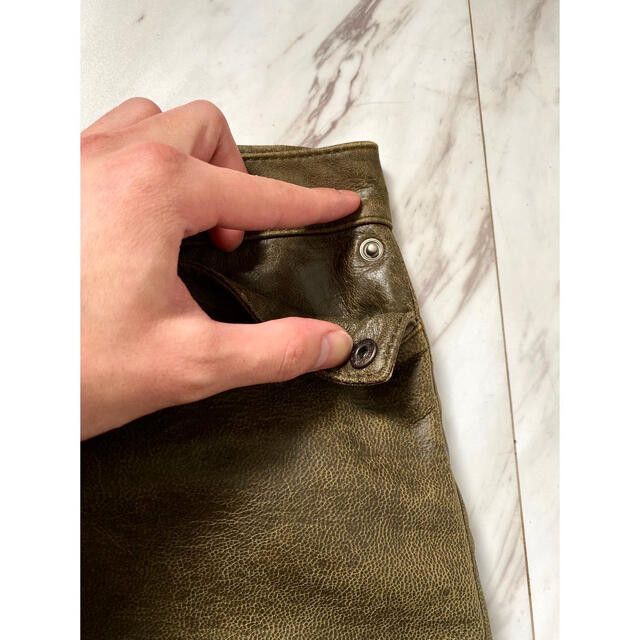 Dirk Bikkembergs Olive Green Bikkembergs Leather Trousers Size US 30 / EU 46 - 8 Thumbnail