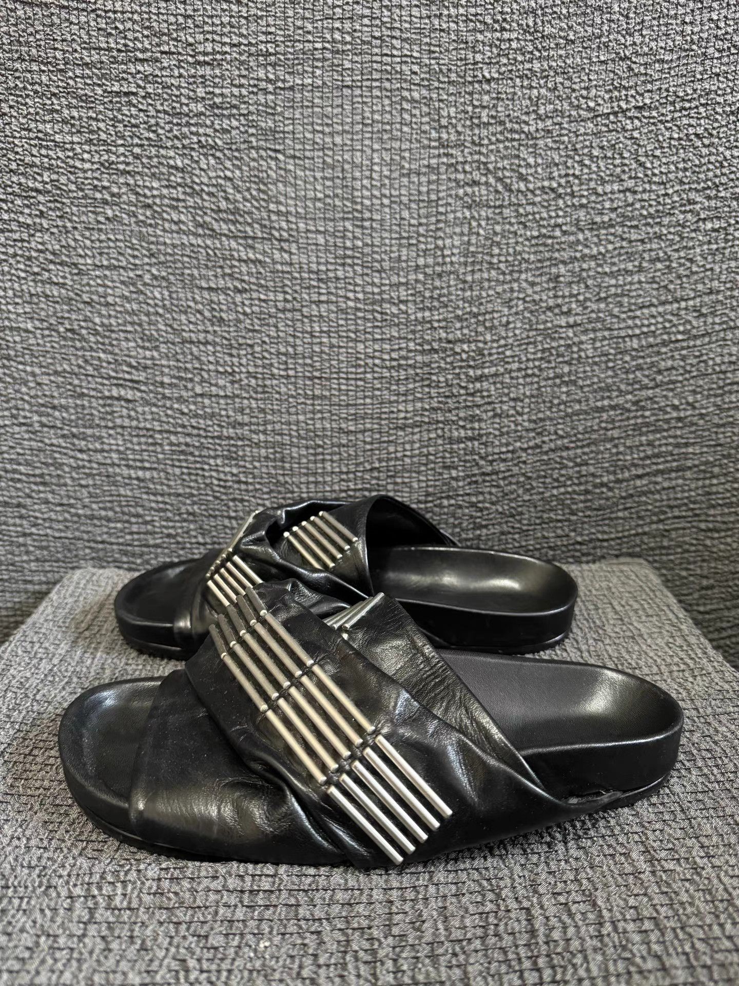 Rick Owens Rick Owens mainline laser-cut metal leather slides Size US 5.5 / EU 38 - 5 Thumbnail
