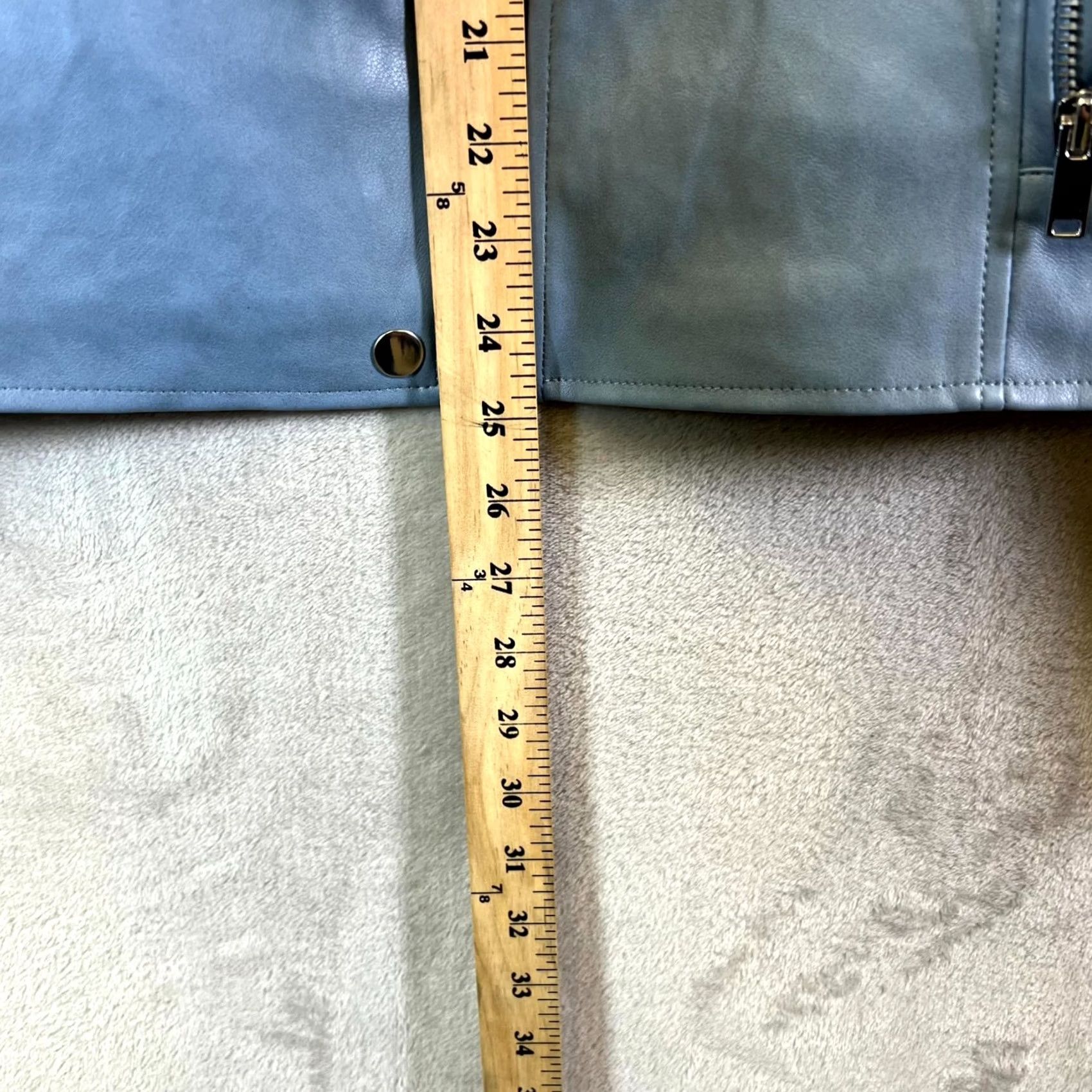 Vintage Bagatelle Biker Jacket Women's XL Blue Faux Leather Cropped Full Zip Jacket Size XL / US 12-14 / IT 48-50 - 6 Thumbnail