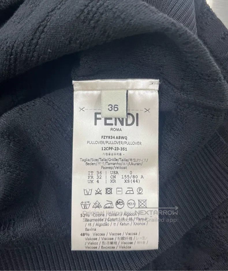 Fendi Fendi Black FF Dark Pattern Monogram Logo Knit Short Sleev Size XXS / US 00 / IT 34 - 4 Thumbnail