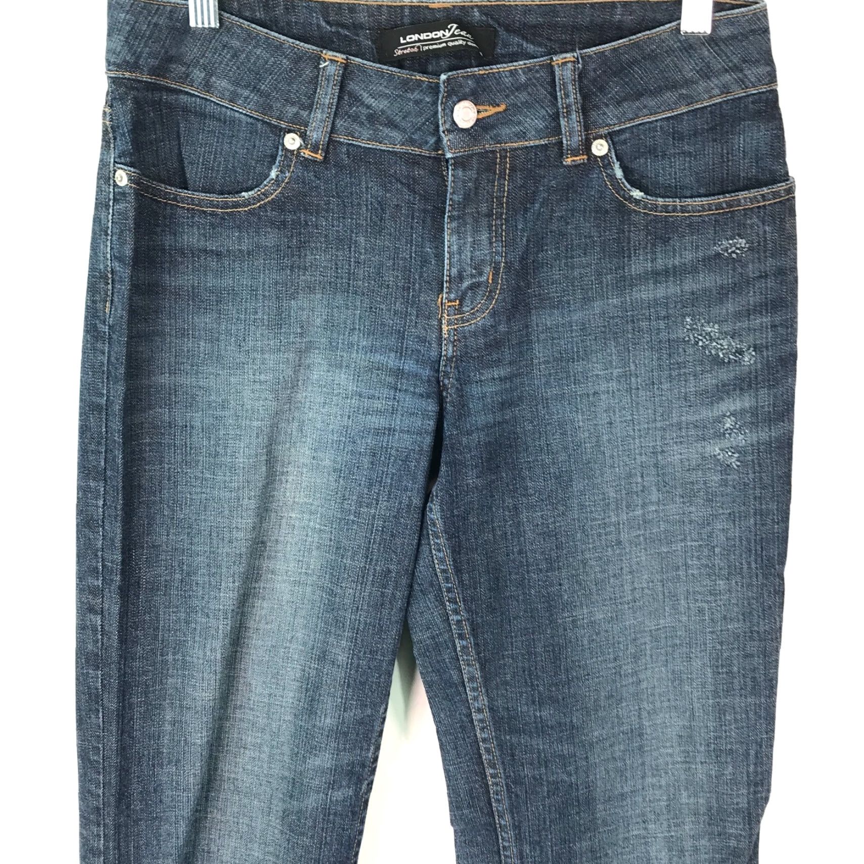 Vintage London Jeans Flared Denim Blue Size 4 Womens Regular Low Rise 32in Inseam 5-Pocket Stretch Comfort Summer Fall Winter Seasons Size 27" / US 4 / IT 40 - 3 Thumbnail