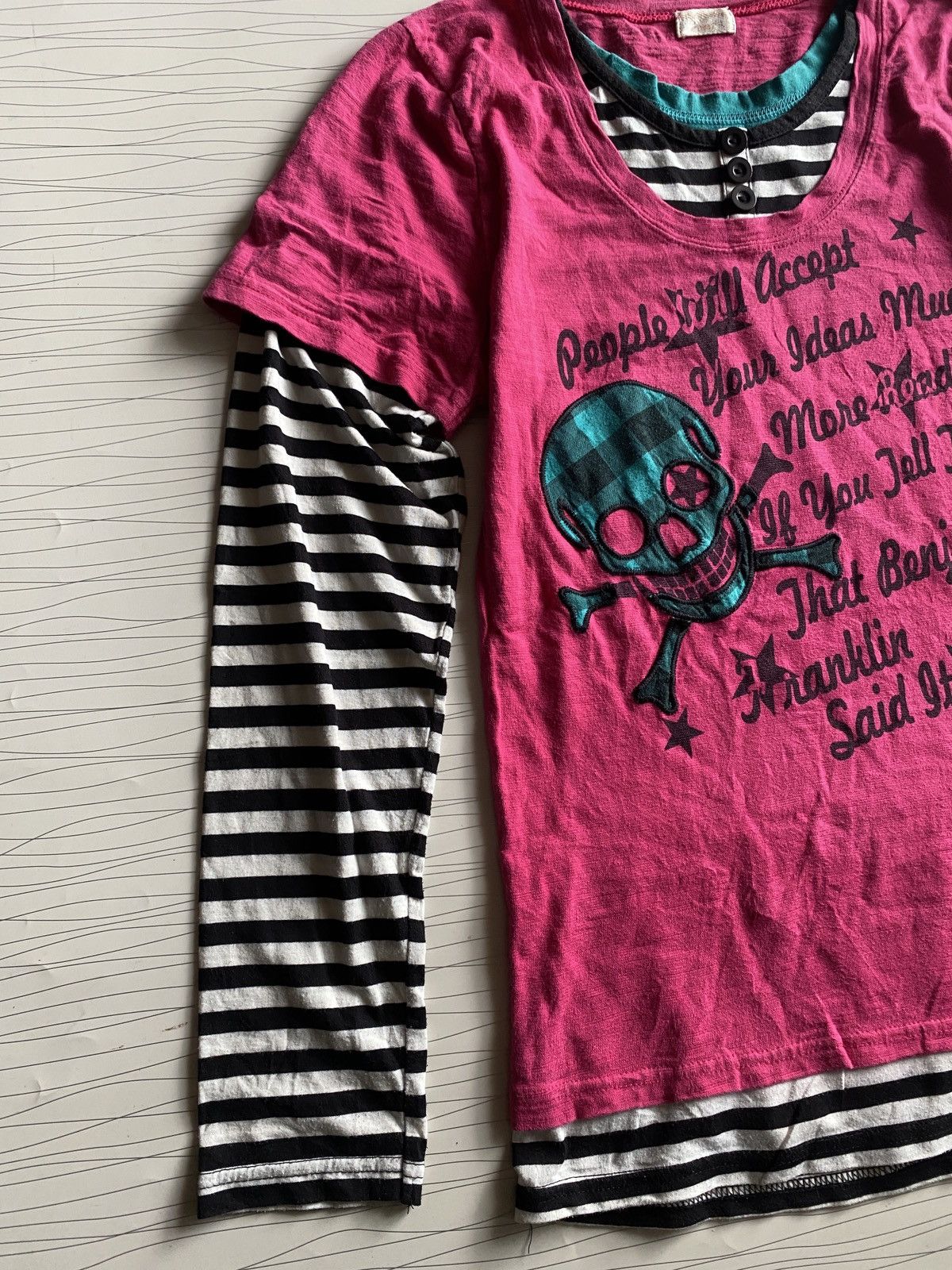 Japanese Brand Japanese Skull Tartan Poem Emboired Longsleeve Tee Shirt Size US L / EU 52-54 / 3 - 2 Thumbnail