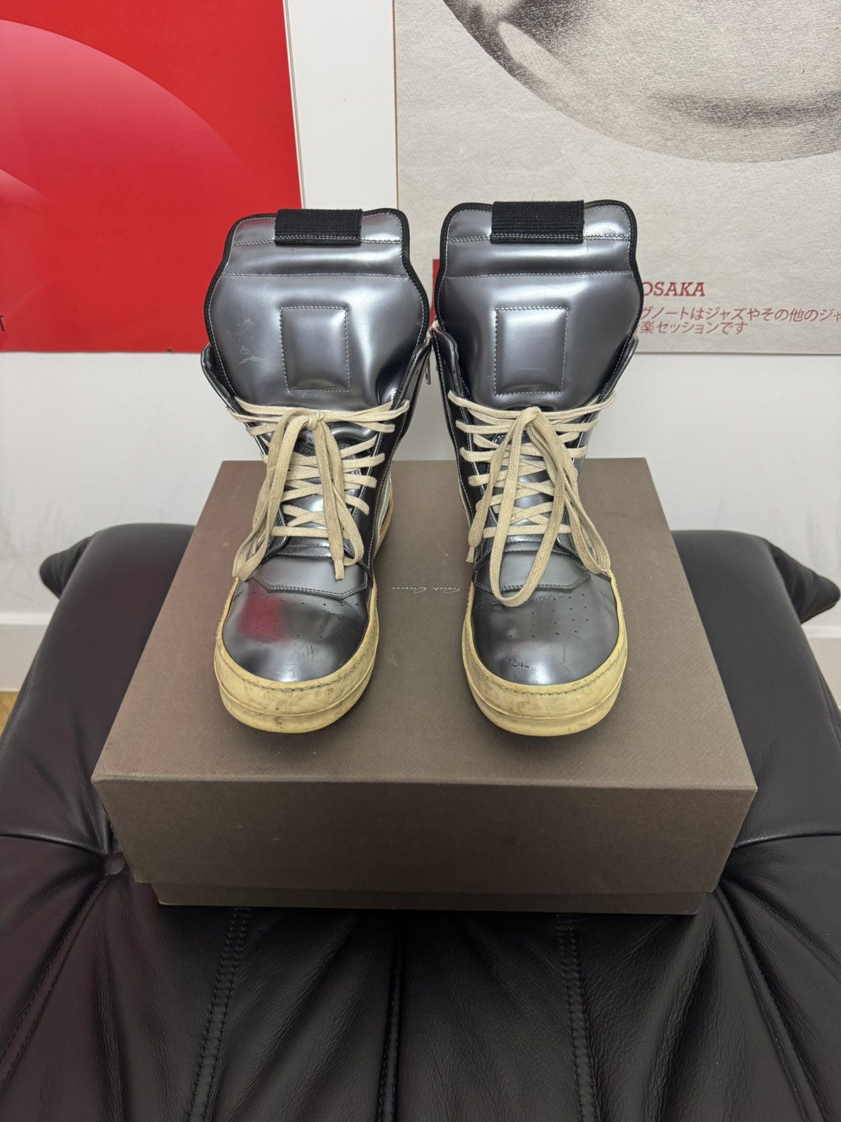 Rick Owens Rare Rick Owens Metallic Silver Geobasket High Top Sneakers Size US 7.5 / EU 40-41 - 4 Thumbnail