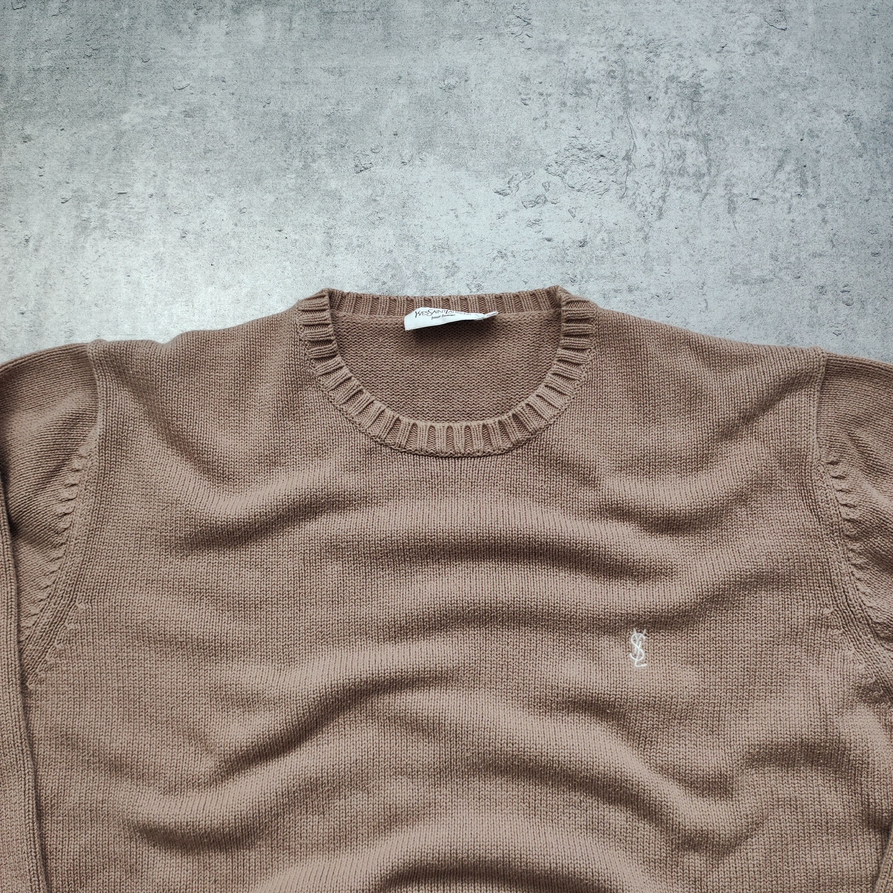 Yves Saint Laurent YSL Yves Saint Laurent Classic Beige Pique Logo Sweater Size US XL / EU 56 / 4 - 4 Thumbnail