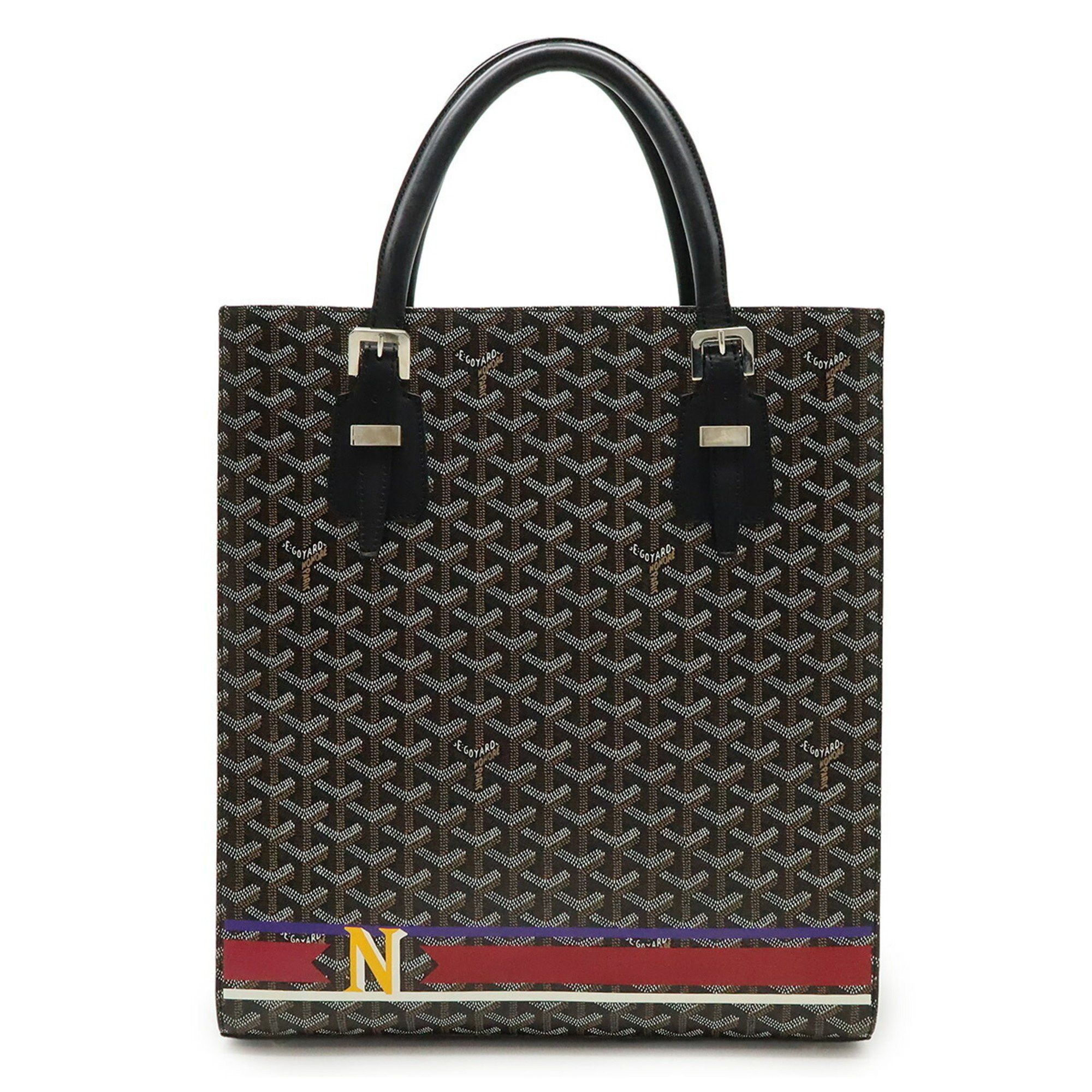 Goyard Goyard Comole GM Paint Handbag/Tote Bag, Herringbone Pattern, PVC Leather, Black, Brown, White, with Initial Print Size ONE SIZE - 1 Thumbnail