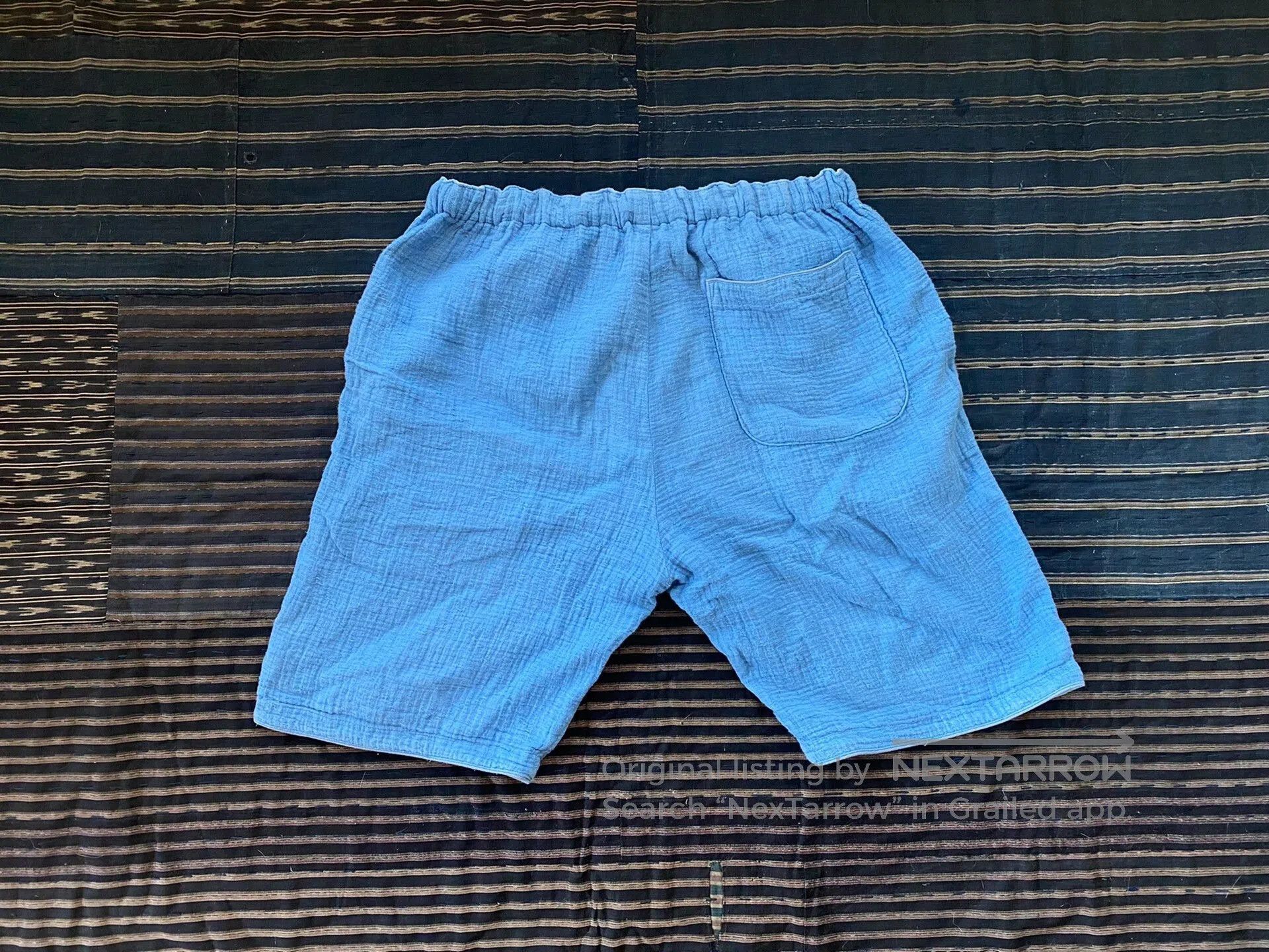 Porter Classic premium sashiko linen shorts in sky blue. Size US 38 / EU 54 - 3 Thumbnail