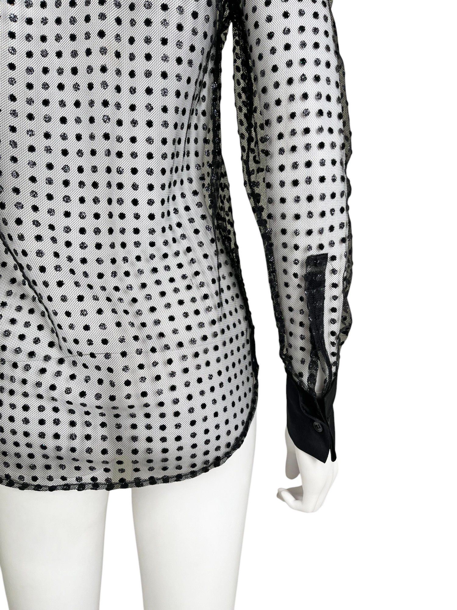 Saint Laurent Paris by Hedi Slimane S/S 2016 Transparent Silver Pois Shirt Size S / US 4 / IT 40 - 10 Thumbnail