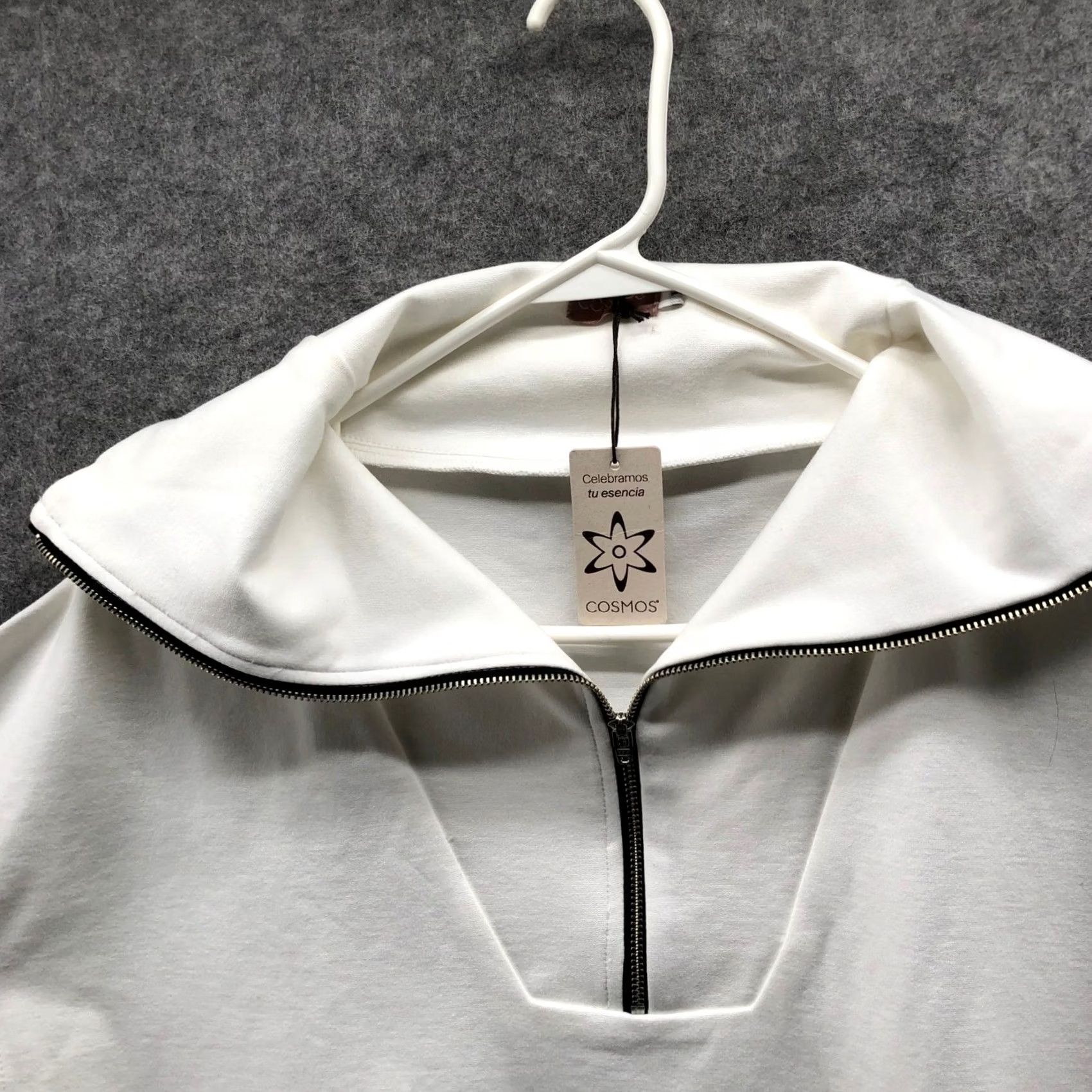 Vintage Cosmos Shirt Womens L NWT Sleeveless Dolman Sweatshirt Ivory Collared Zip Size L / US 10 / IT 46 - 3 Thumbnail