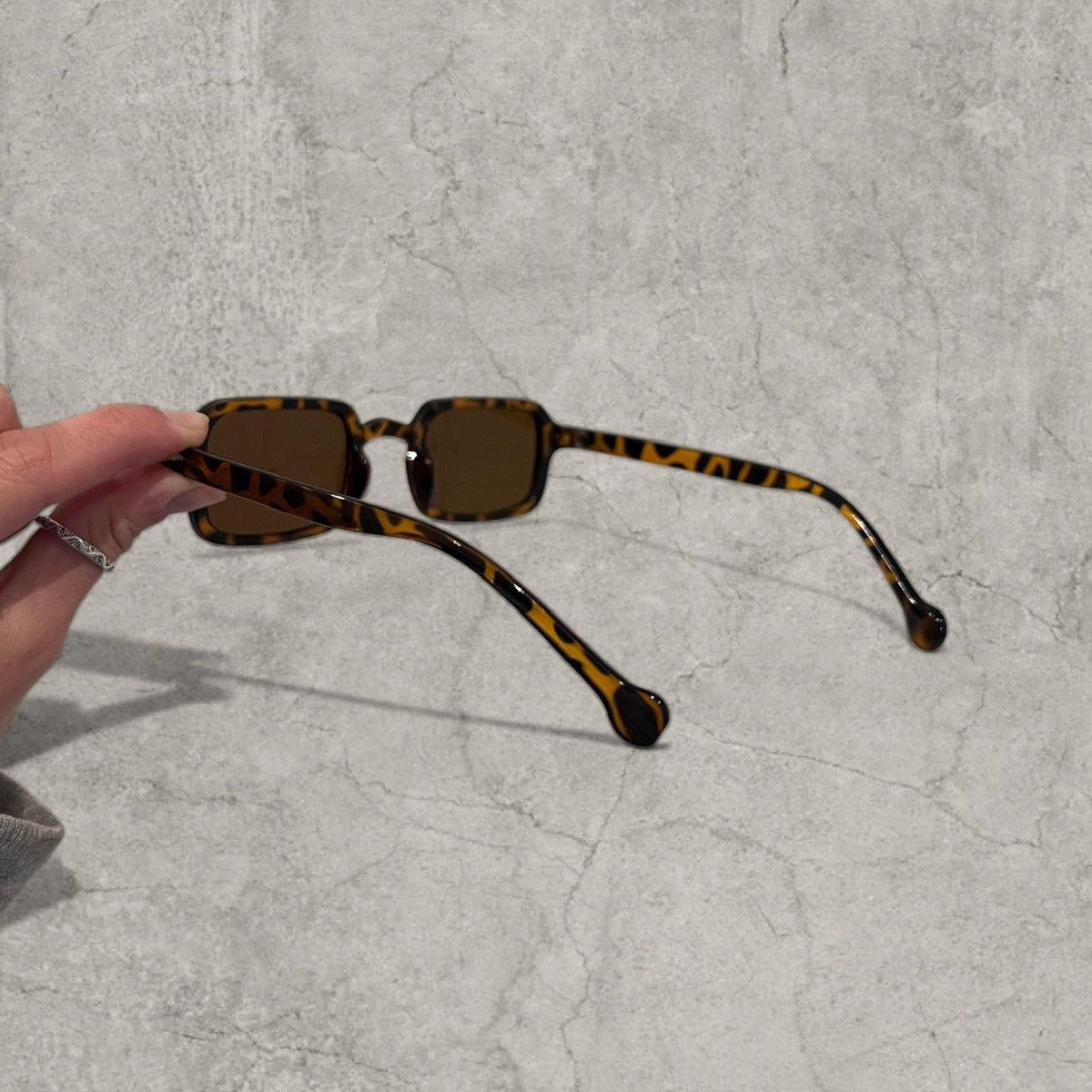 Japanese Brand UV400 square sunglasses in brown with brown lens. One size. Size ONE SIZE - 5 Thumbnail
