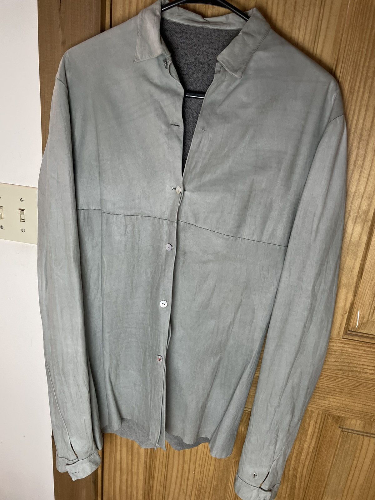 Ma+ M.A.+ Leather Button Shirt Maurizio Amadei Size US M / EU 48-50 / 2 - 21 Thumbnail