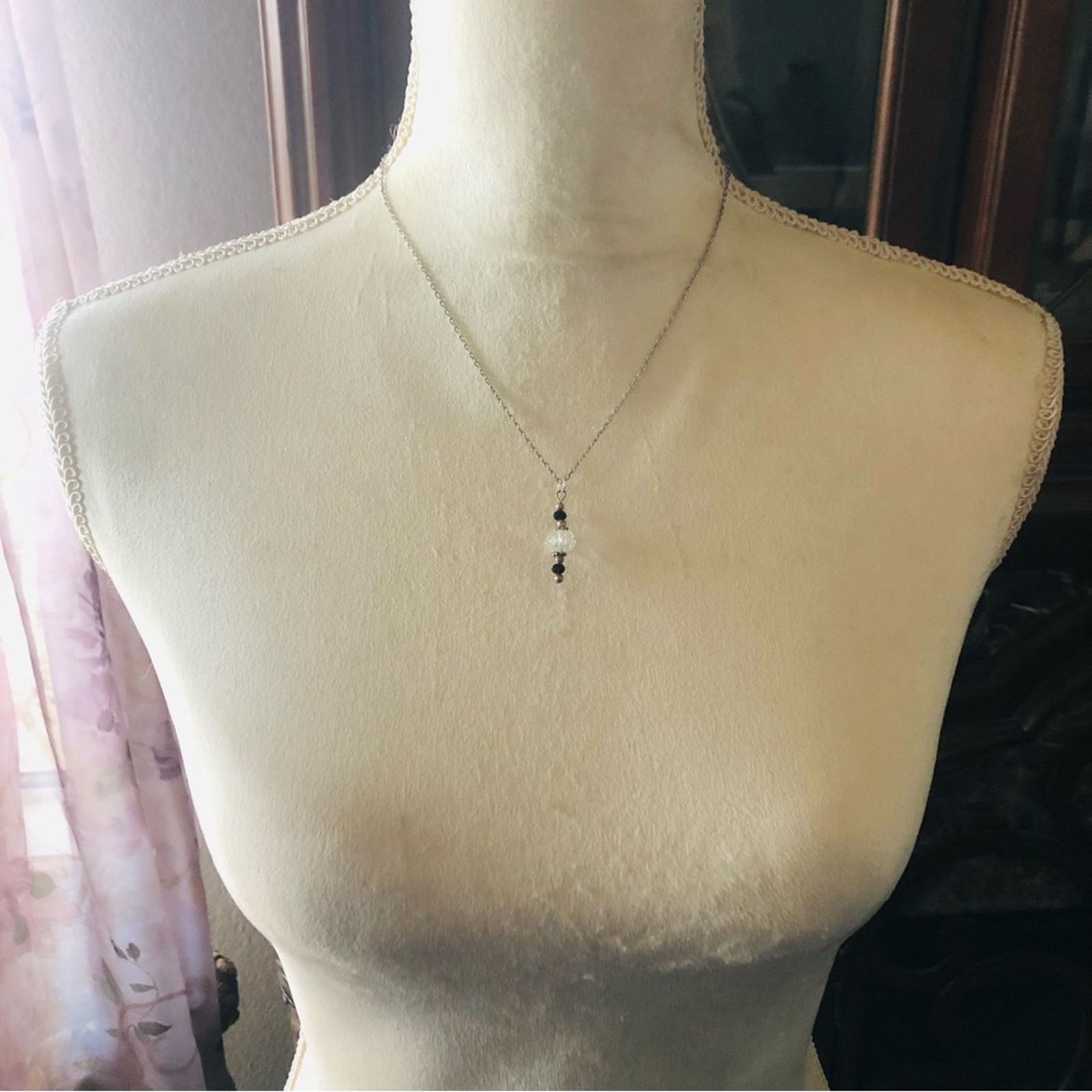 Handmade Handcrafted aura quartz crystal pendant on chain necklace Size ONE SIZE - 5 Thumbnail