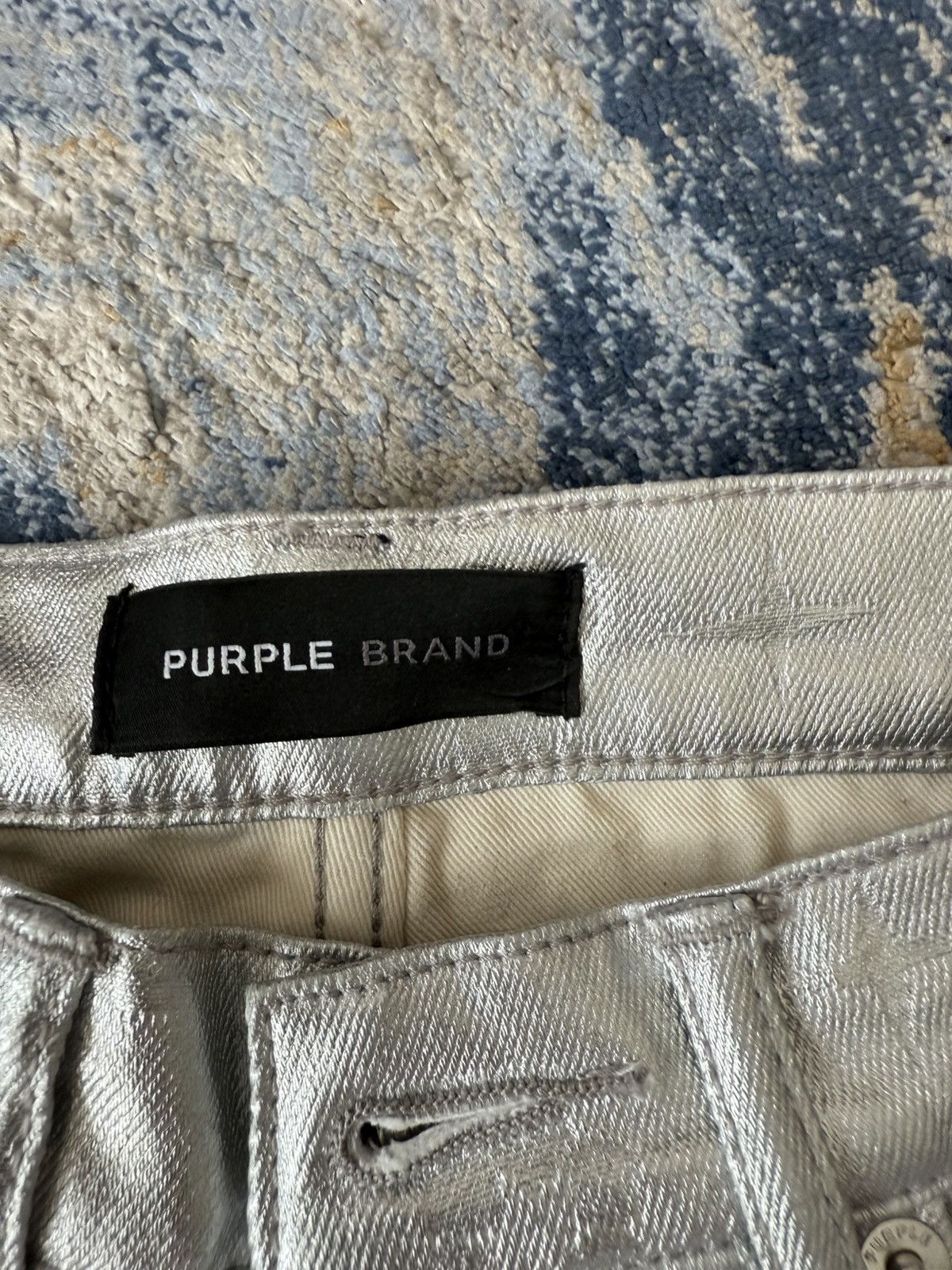 Purple Brand Purple brand metallic monogram silver jeans Size US 30 / EU 46 - 3 Thumbnail