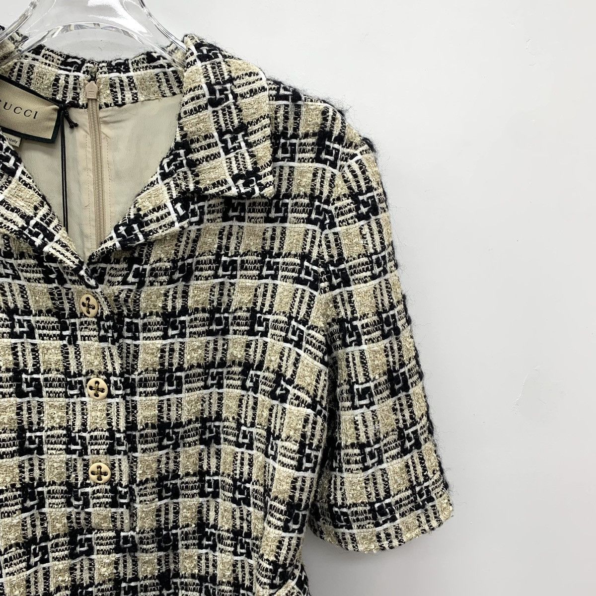 Gucci Gucci Plaid Woven Tweed Lapel Short Sleeve Dress K26WX Size M / US 6-8 / IT 42-44 - 3 Thumbnail