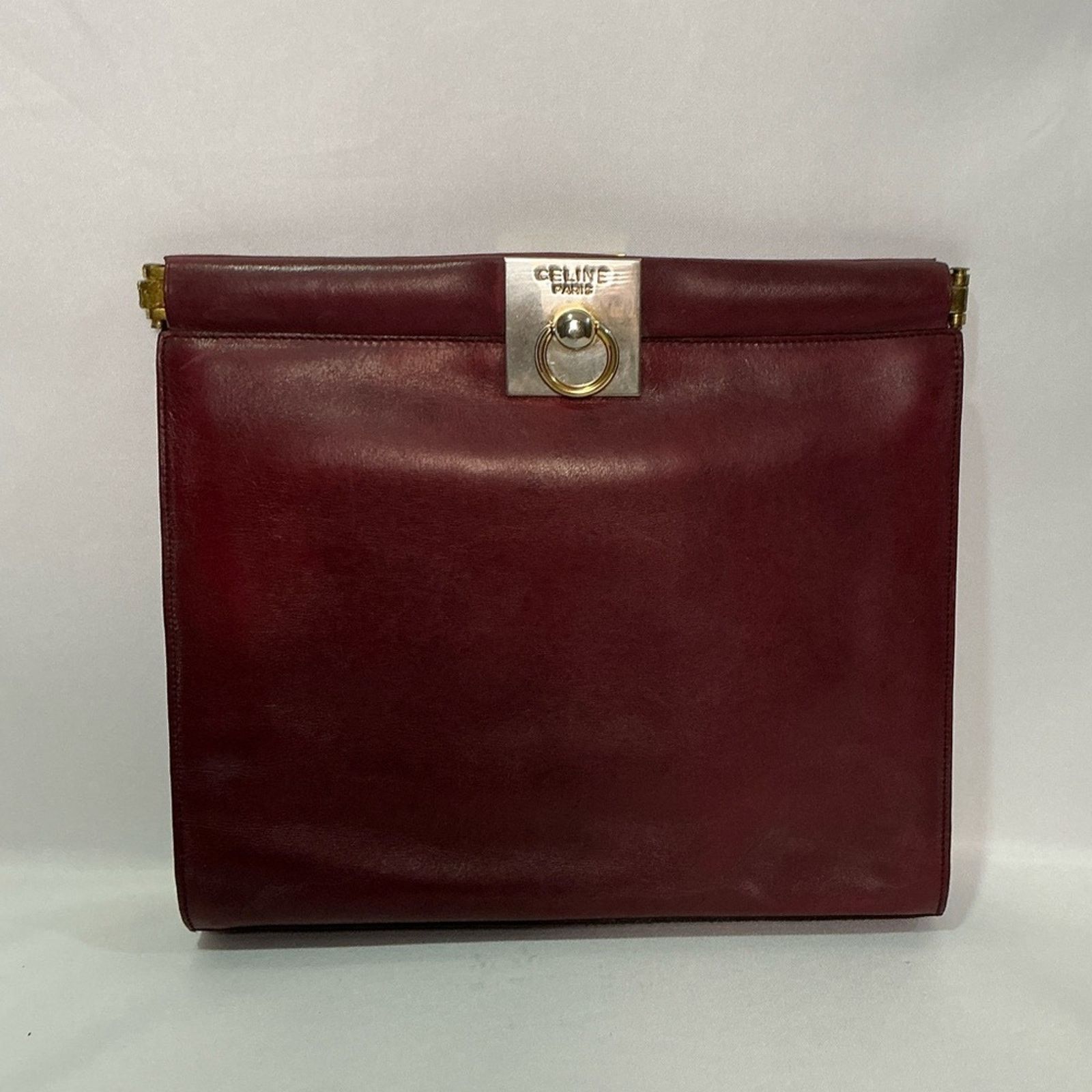 Celine Vintage Celine Dep Red Burgundy Leather Clutch Frame closure Size ONE SIZE - 8 Thumbnail