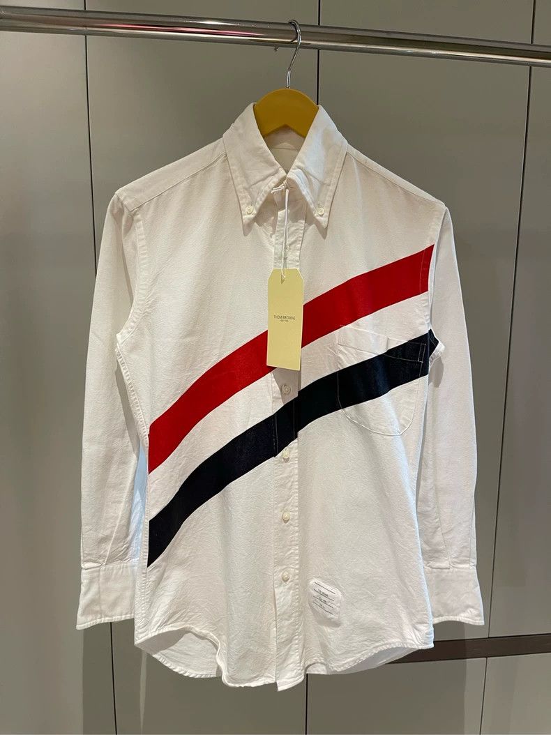 Thom Browne Thom browne Size 00 White large striped shirt 2504-Nextarr Size US XXS / EU 40 - 1 Thumbnail