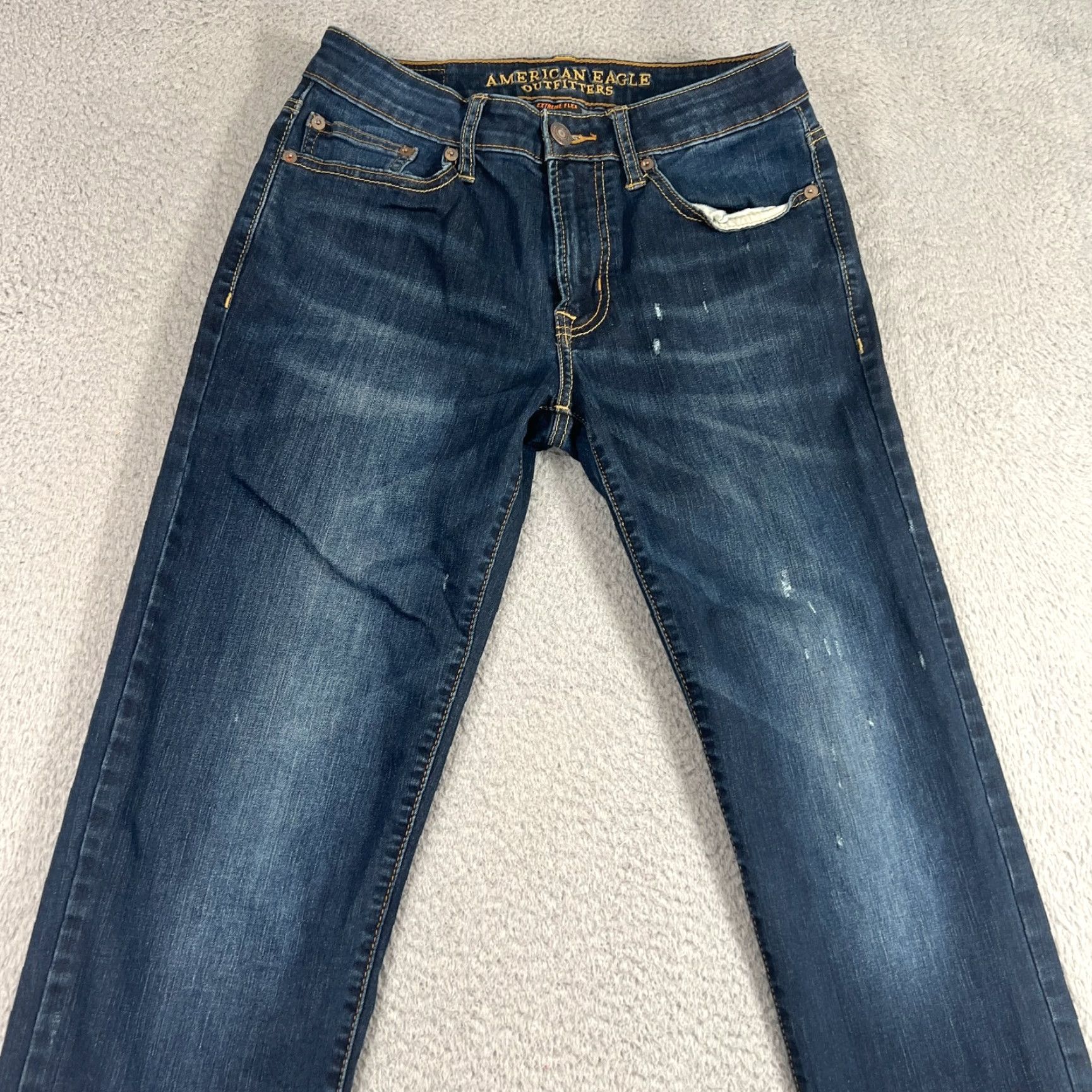 American Eagle Outfitters American Eagle Jeans Mens Slim Straight 28x32 Blue Airflex Stretch Denim Pants Cotton Polyester Denim Jeans Brand American Eagle Outfitters Size US 28 / EU 44 - 4 Thumbnail