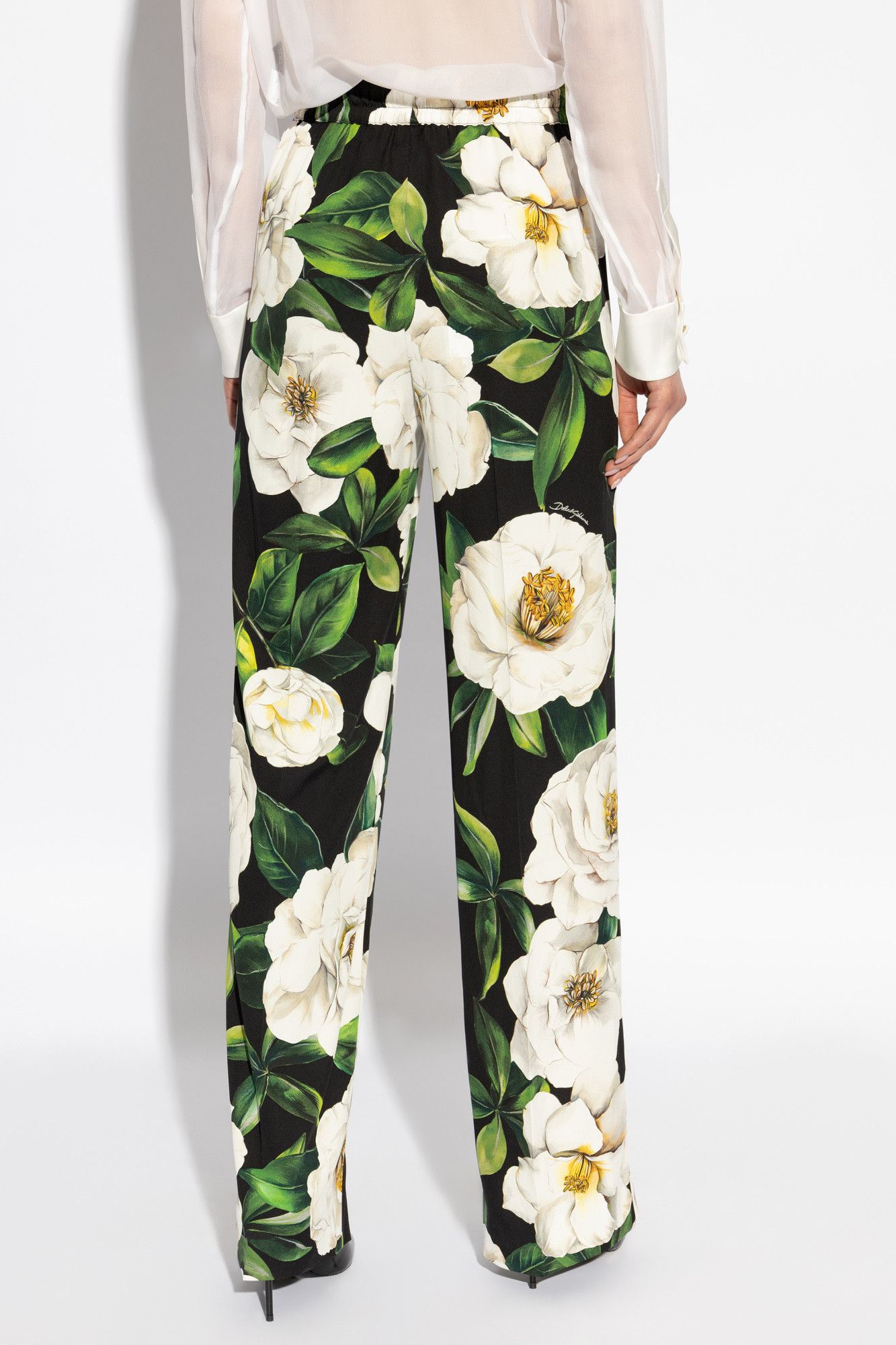 Dolce & Gabbana o1s22i1n0225 Floral Pattern Silk Pant in Multicolor Size 28" / US 6 / IT 42 - 4 Thumbnail