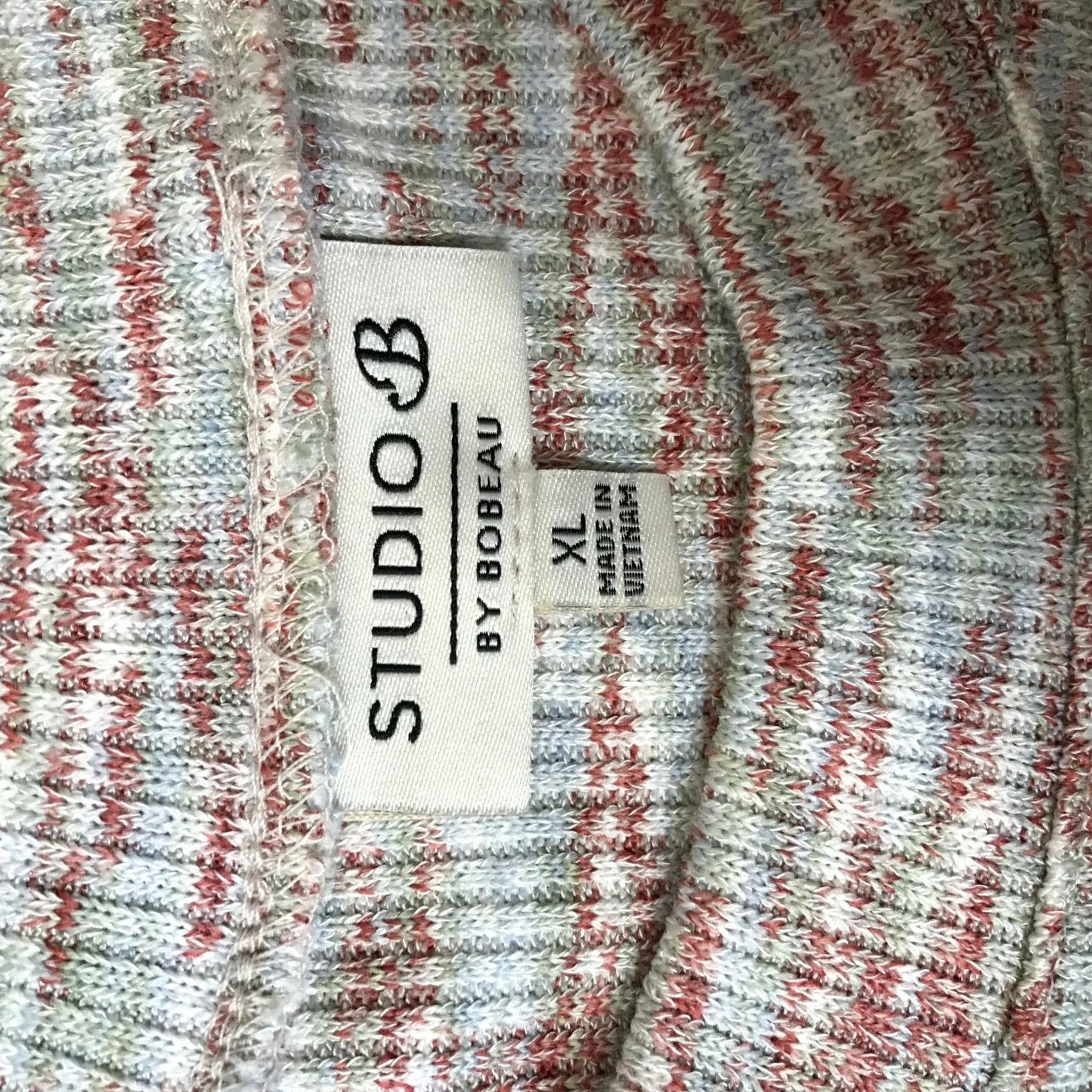 Vintage Studio B by Bobeau Women's Puff Sleeve Marled Knit Sweater XL Pullover Red Crew Neck Casual Shirt/Top Size XL / US 12-14 / IT 48-50 - 7 Thumbnail