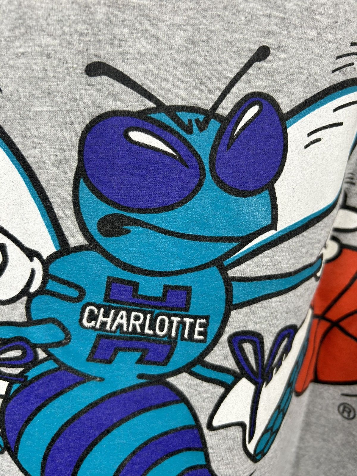 Vintage Vintage 90s Charlotte Hornets Basketball Tee Rare Size US XL / EU 56 / 4 - 24 Thumbnail