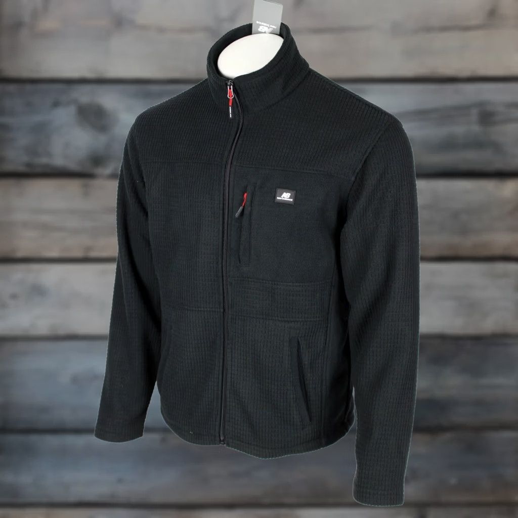 New Balance New Balance Men's Textured Fleece Full Zip Jacket S Small Black Zip Pocket Size US S / EU 44-46 / 1 - 1 Thumbnail