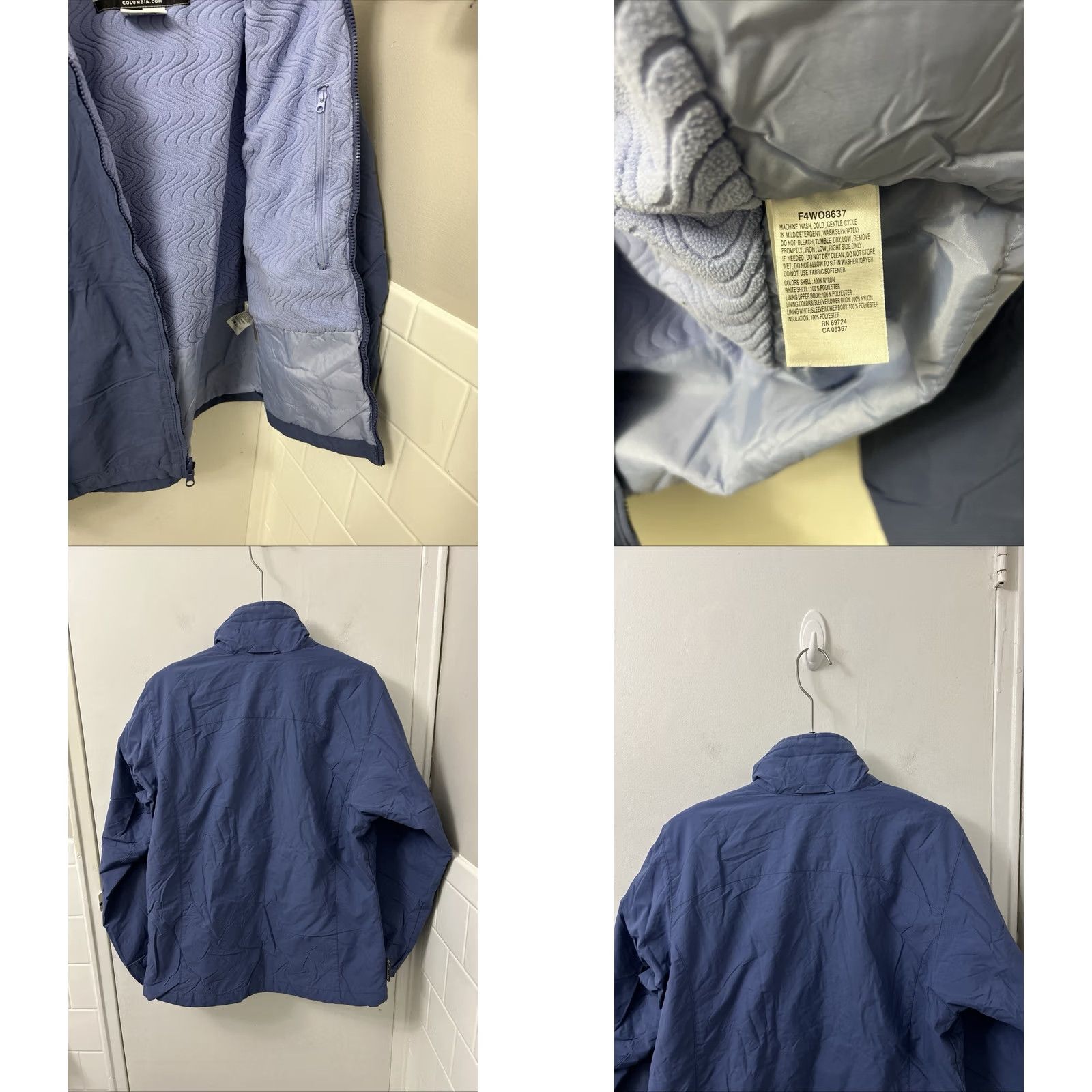Vintage Columbia Jacket Womens S Blue Lined Full Zip Windproof All Seasons Fleece Lined Pocket Logo L/S Short Vintage No Size S / US 4 / IT 40 - 8 Thumbnail