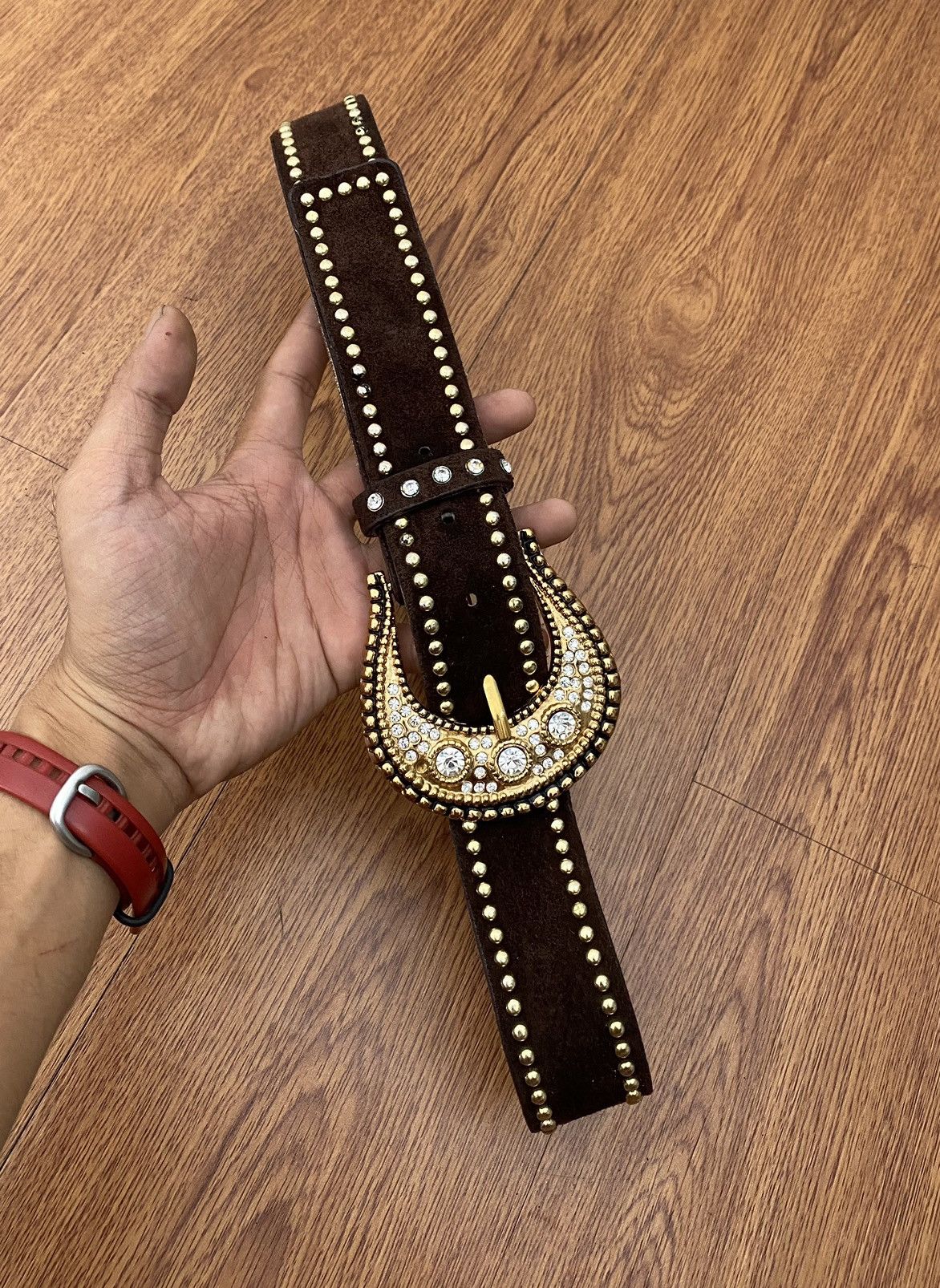 If Six Was Nine × Japanese Brand × Le Grande Bleu (L.G.B.) Studded crystal suede belt Size ONE SIZE - 3 Thumbnail