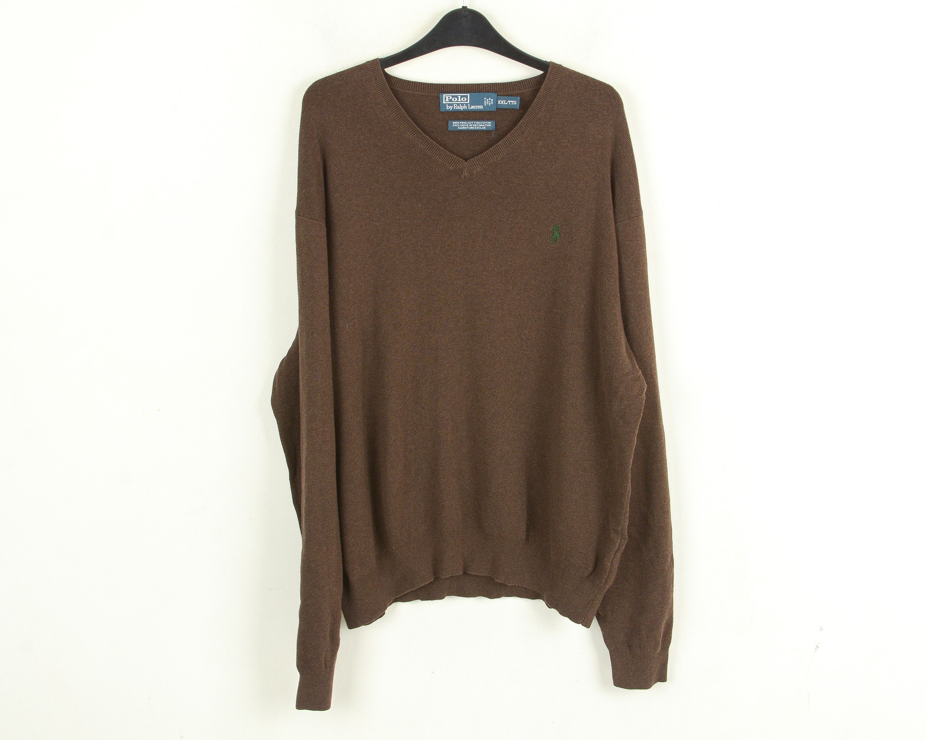 Polo Ralph Lauren Men 2XL Cotton Pullover Sweater Sweatshirt V-Neck Long Size US XXL / EU 58 / 5 - 1 Thumbnail
