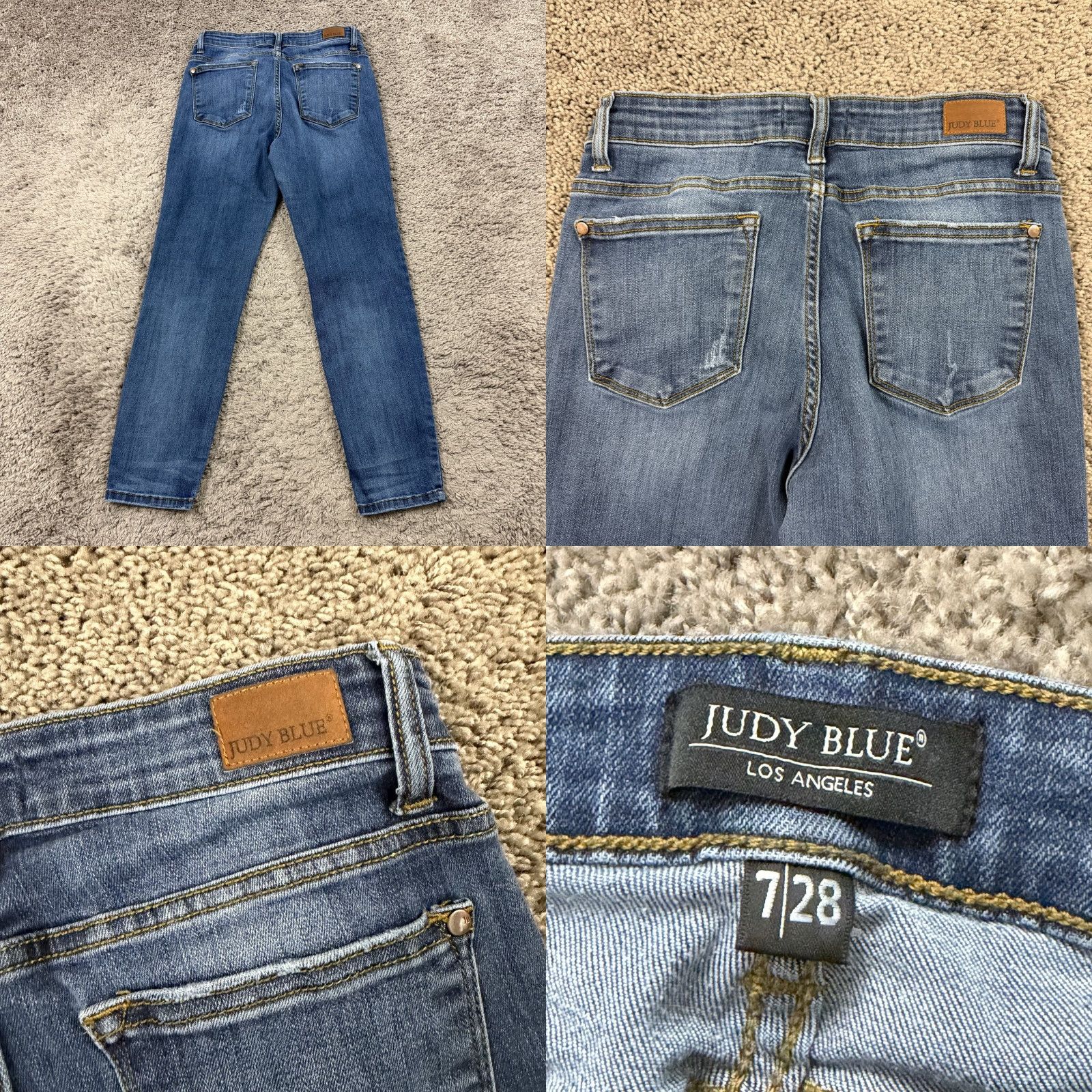 Denime Judy Blue Jeans Womens 28 Relaxed Mid Rise Distressed Stretch Denim Straight Jeans Blue 26x26 Mens? Womens? Size 26" / US 2 / IT 38 - 8 Thumbnail
