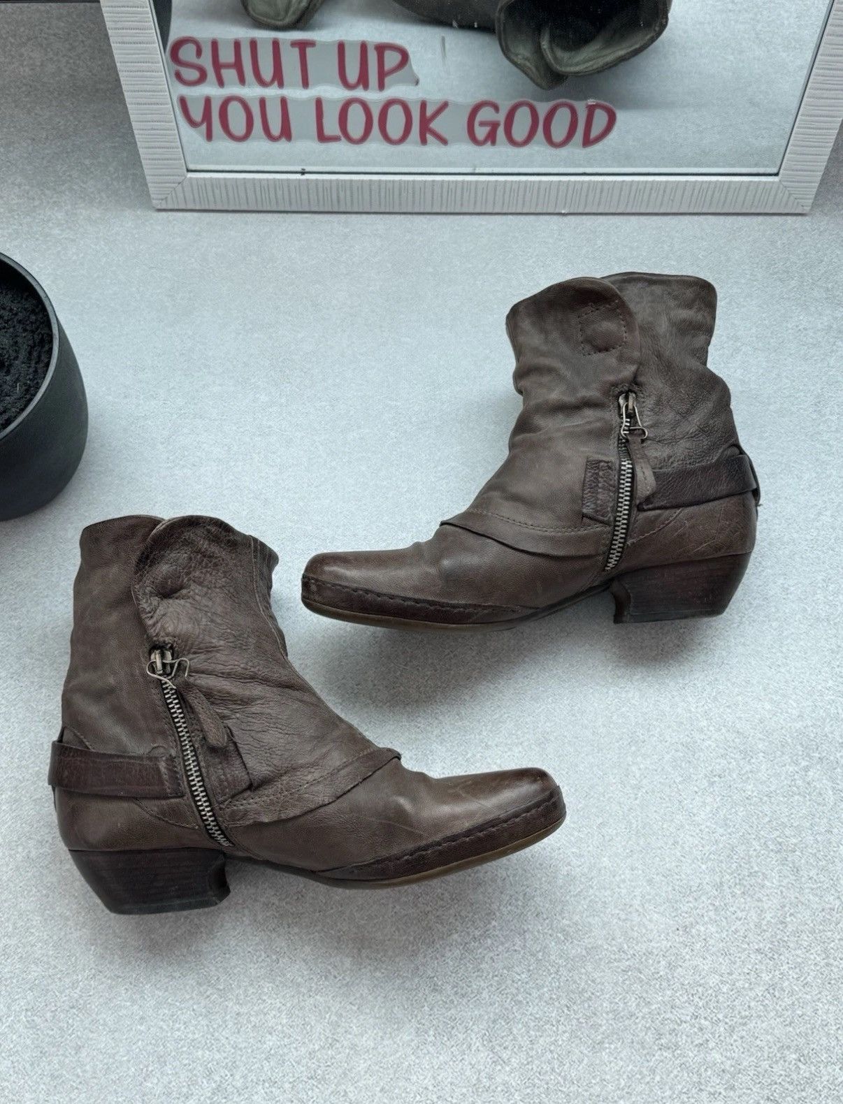 A.S.98 Vintage A.S 98 Airtep Ankle Women Leather Biker Brown Boots Size US 8.5 / IT 38.5 - 7 Thumbnail