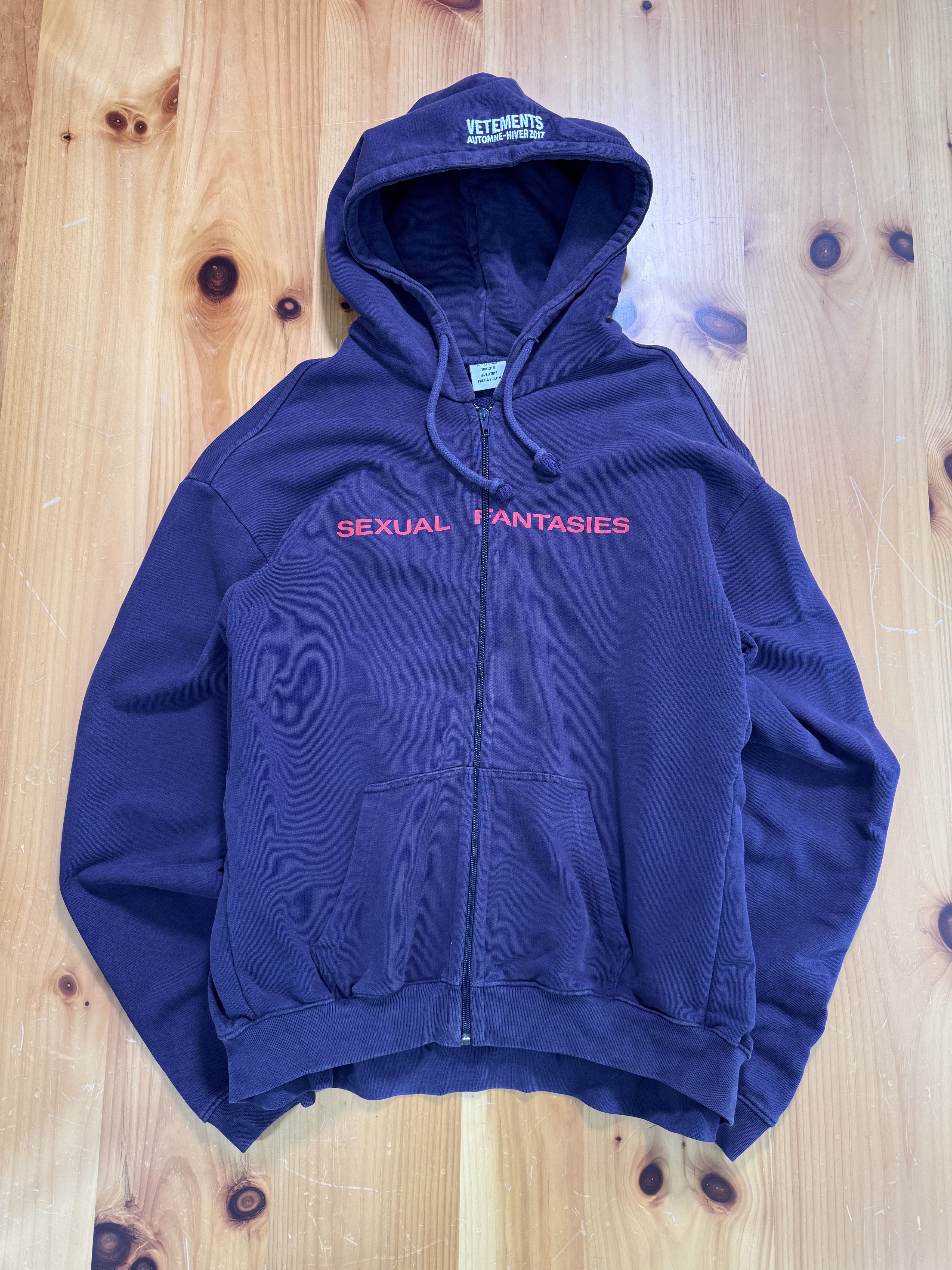 Vetements VETEMENTS SEXUAL FANTASIES ZIP-UP HOODIE | Grailed
