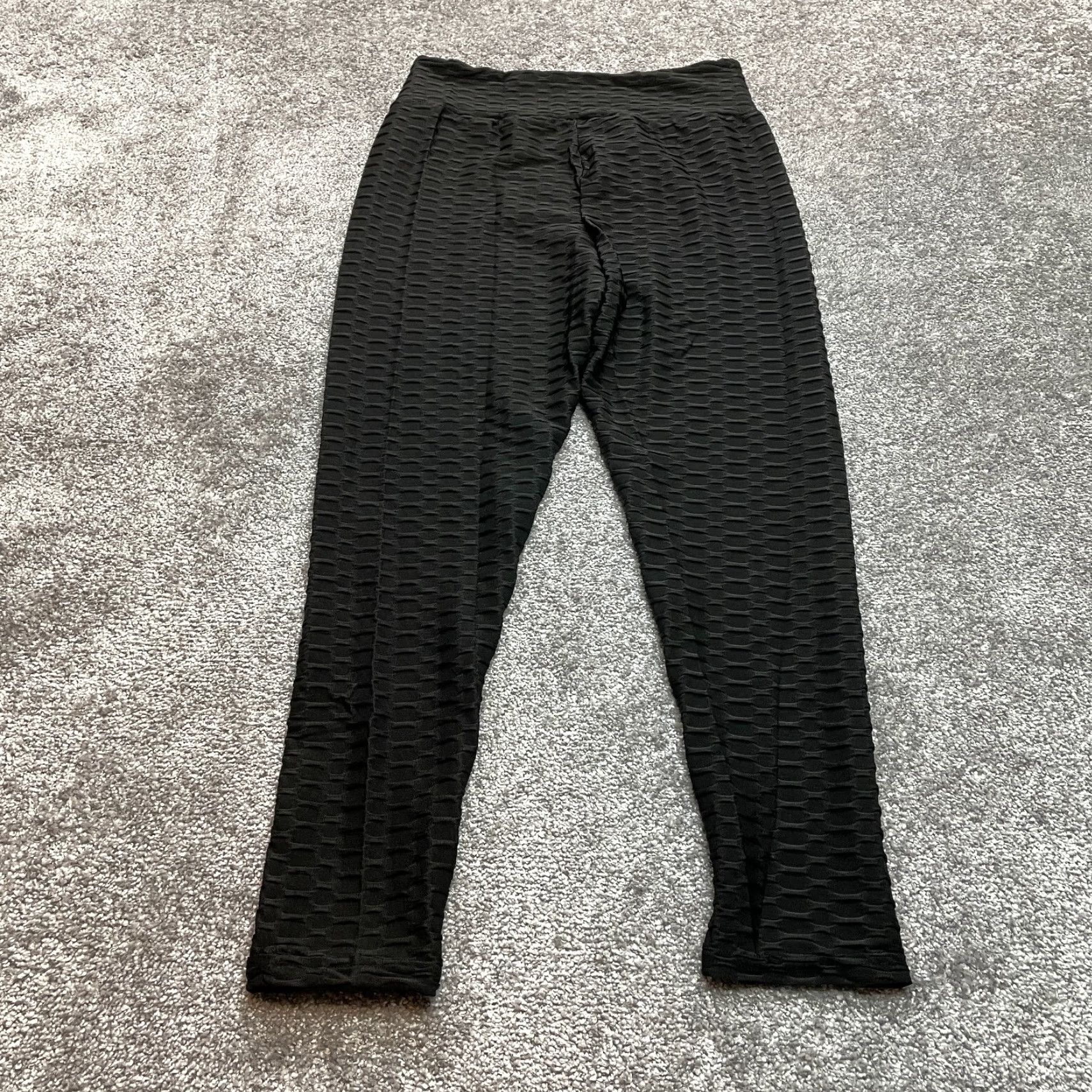 Vintage Unbranded Leggings Womens Large Black Yoga Stretch Textured New NWT 26x25 Size 36" / US 14 / IT 50 - 8 Thumbnail