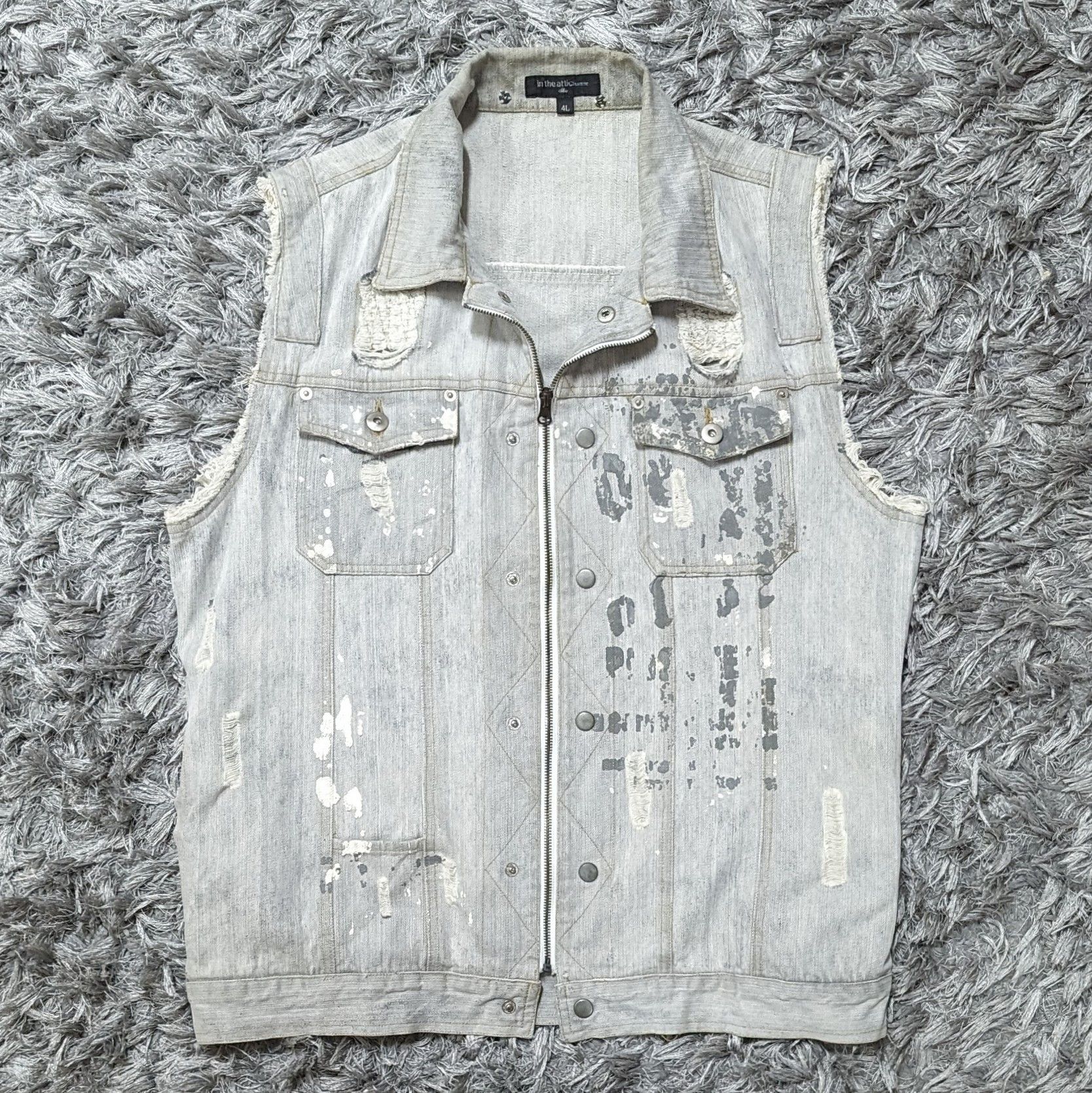 image of If Six Was Nine x In The Attic Vintage In The Attic Sleeveless Jacket Doa Distressed Gear in Washed