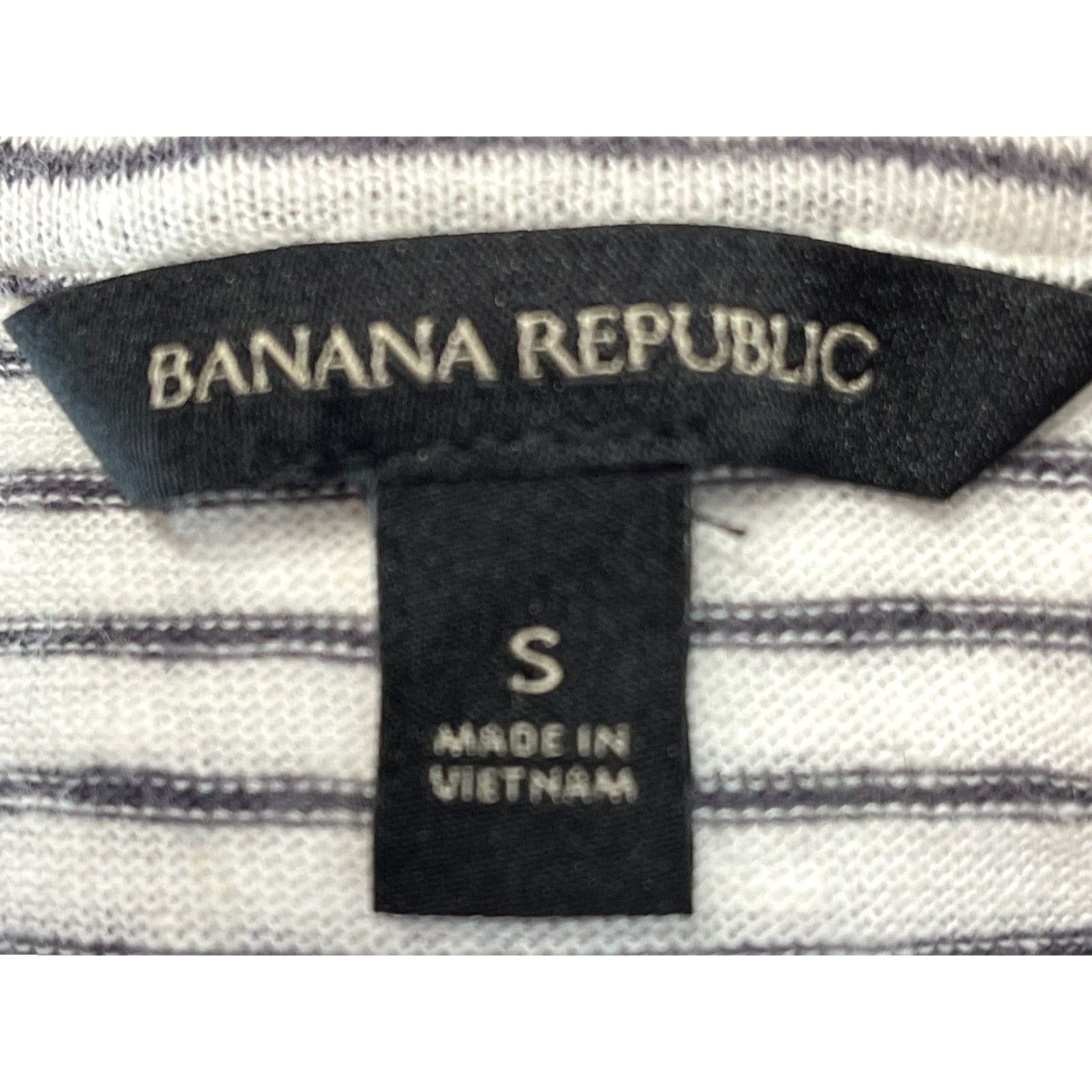 Banana Republic WOMENS Banana Republic Striped Linen Blend T-Shirt Size S White & Black Casual Size S / US 4 / IT 40 - 6 Thumbnail