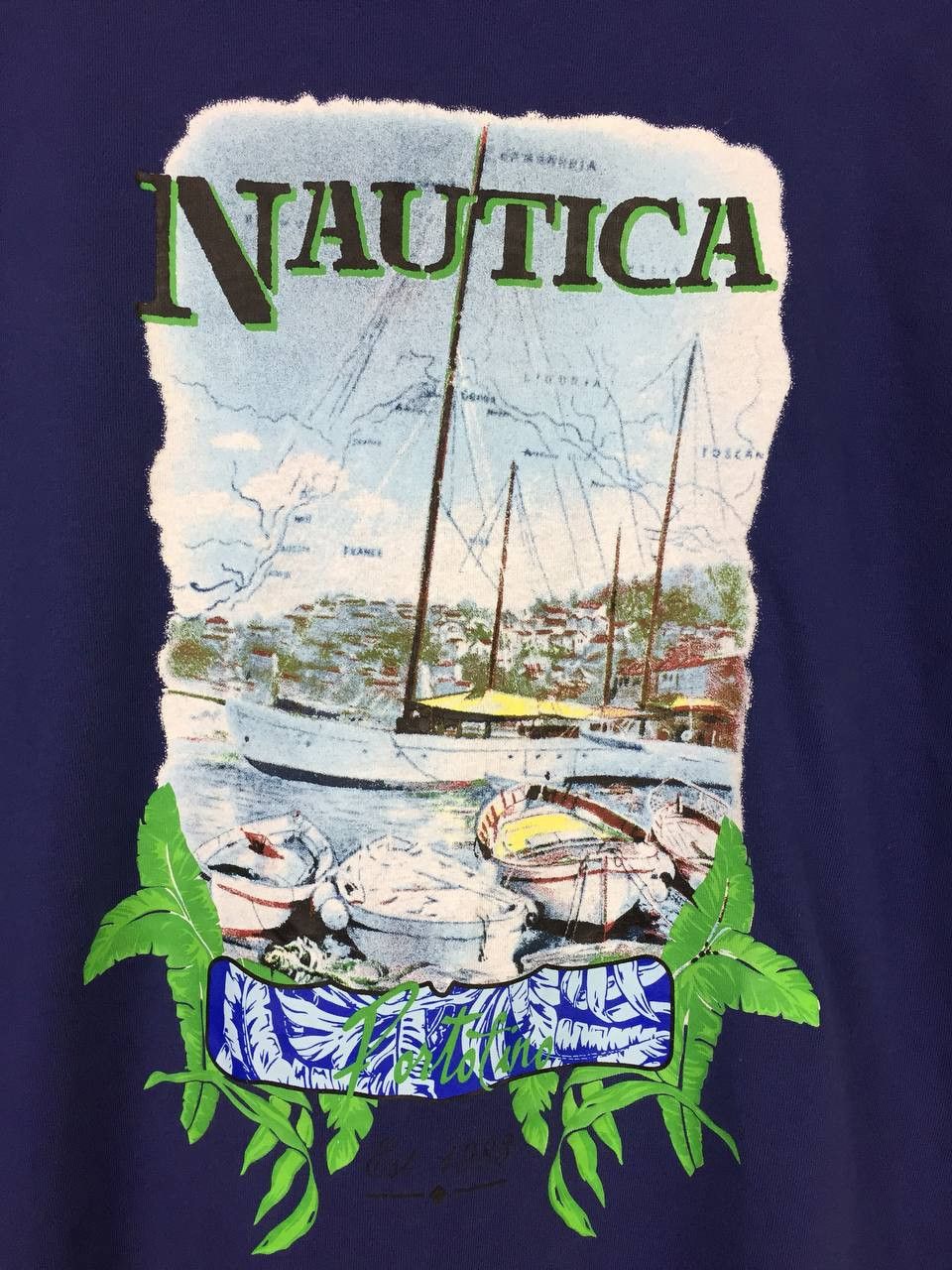 Nautica × Vintage Vtg Nautica Portofino Boat Water Sailing Graphic Tee Size US M / EU 48-50 / 2 - 3 Thumbnail