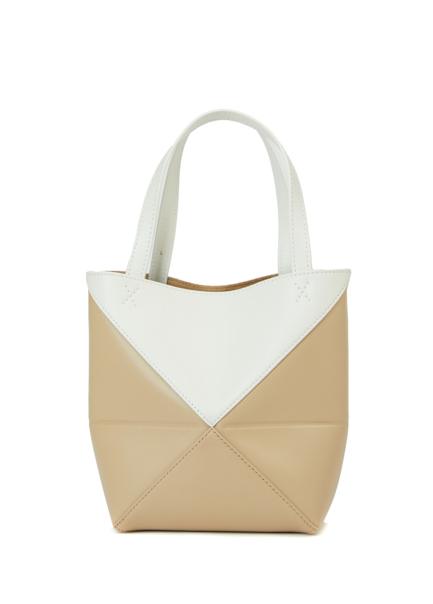 Loewe LOEWE Puzzle Fold Mini beige & white leather tote bag NWT Size ONE SIZE - 4 Thumbnail