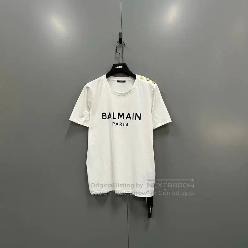 Balmain Balmain Logo White Cotton Short-Sleeve T-Shirt . Size US XL / EU 56 / 4 - 1 Thumbnail