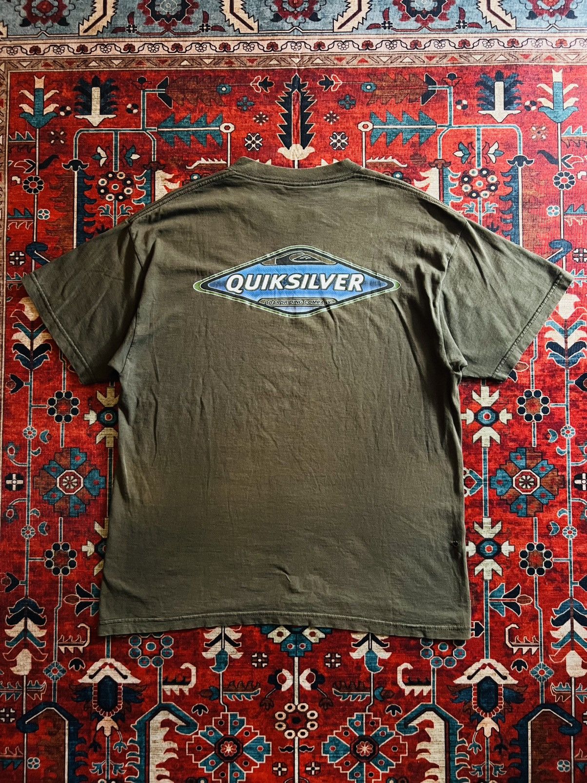Quiksilver Vintage Quicksilver Olive Green OG Logo Mullet Tee Size US L / EU 52-54 / 3 - 1 Thumbnail