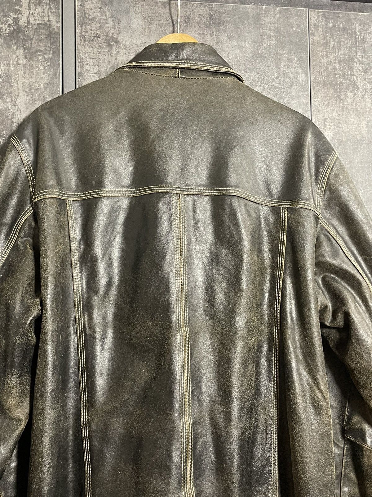 Leather Vintage 90s Faded Washed Leather Jacket Size US L / EU 52-54 / 3 - 11 Thumbnail