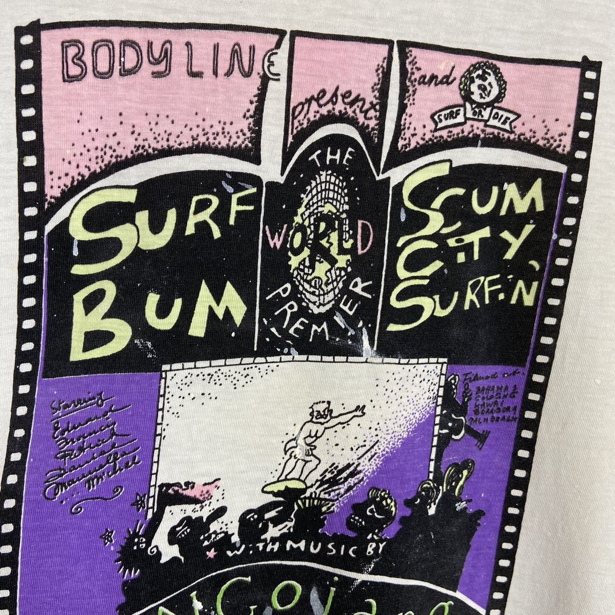 Vintage Vintage 90s Body-line Surf Bum Scum City Distressed T-Shirt Size US XL / EU 56 / 4 - 3 Thumbnail