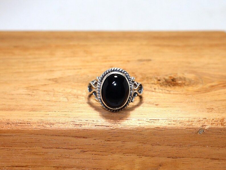 Handmade Black Onyx 925 Sterling Silver Ring - Handmade Jewelry Size ONE SIZE - 2 Thumbnail