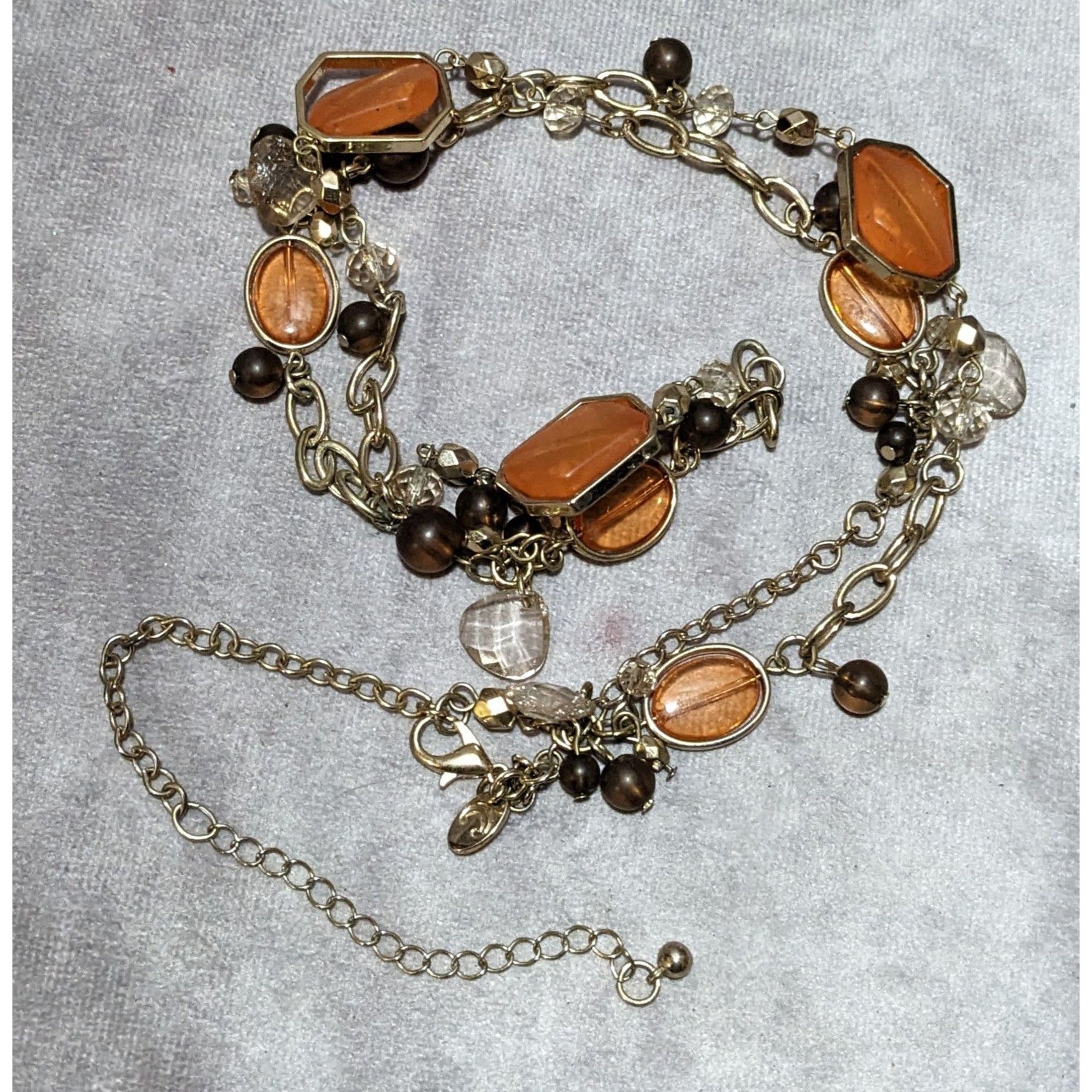 Other Retro Orange And Gold Glass Charm Necklace Size ONE SIZE - 10 Thumbnail