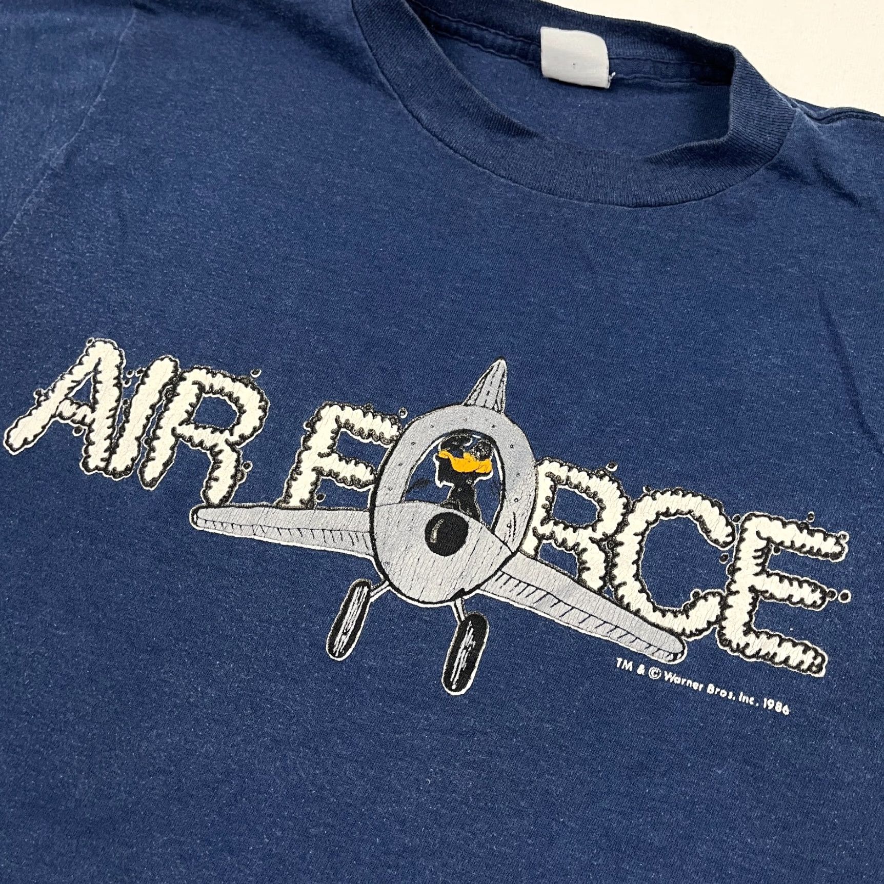 Vintage VTG 80s USAF Air Force Shirt Adult S Blue Warner Bros Daffy Duck Single Stitch Mens Short Sleeve Crew Neck Graphic Print Logo Classic 80s Size US S / EU 44-46 / 1 - 2 Thumbnail