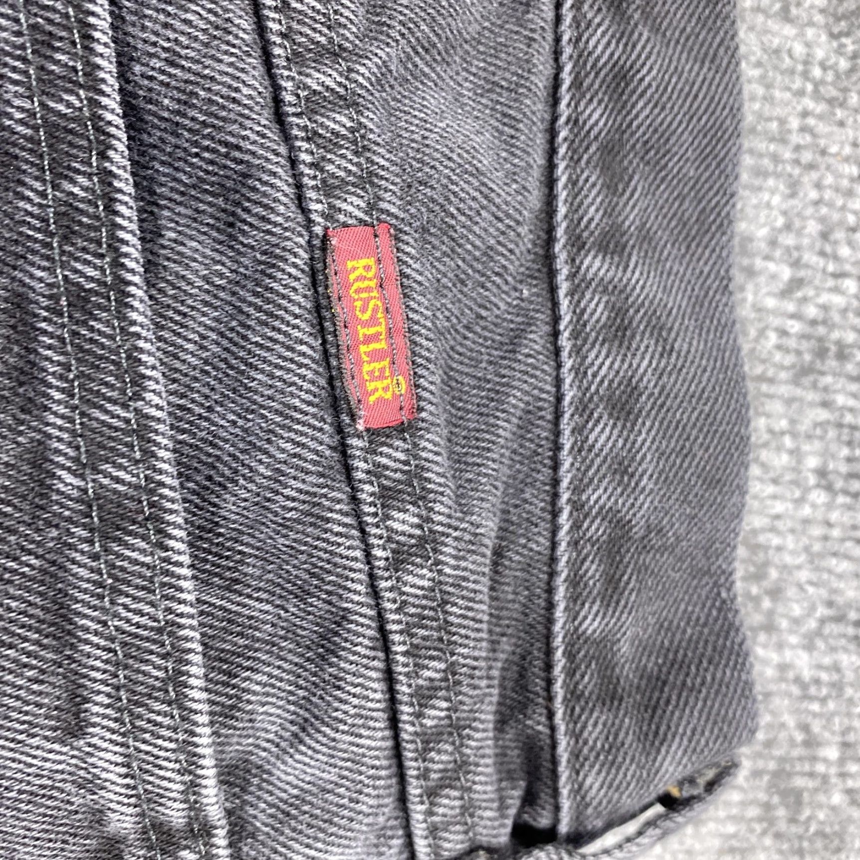 Vintage Rustler Jeans Mens 32x31 Black Straight Regular Fit Charcoal Wash 87619JB Size US 32 / EU 48 - 4 Thumbnail