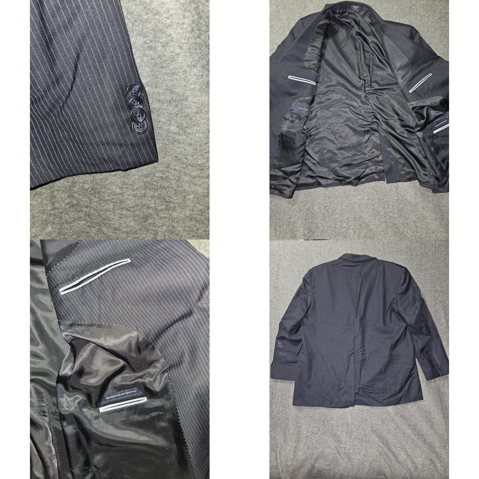 Tommy Hilfiger Tommy Hilfiger Blazer Mens 52L Navy Blue Pinstripe Wool Suit Jacket Coat Pinstripe Notch Two-Button Long 52L Navy Mens Business Formal Blazer Size 52R - 9 Thumbnail