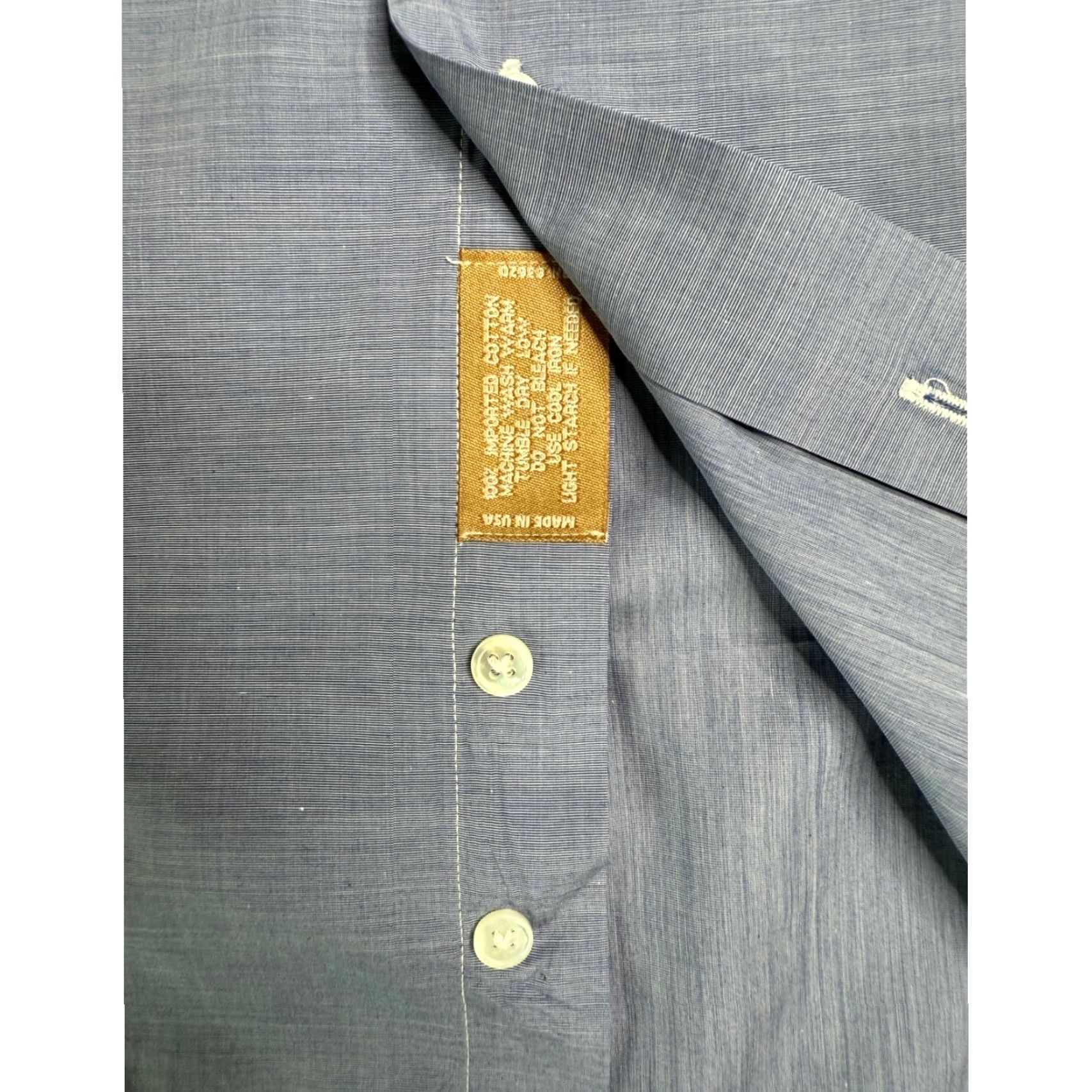 Vintage Gitman Bros. Mens Dress Shirt Blue Long Sleeve Button-Down 17 37 USA Dress Shirt Mens Size 46R - 5 Thumbnail