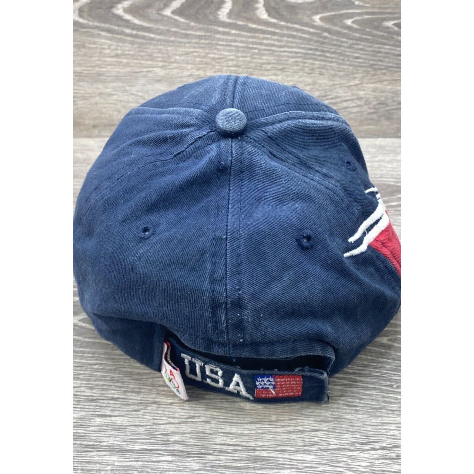 Vintage USA Olympics Strapback Cap 100% Cotton Hat Patriotic Red White Blue Striped Baseball Cap Men One Size Blue Size ONE SIZE - 6 Thumbnail