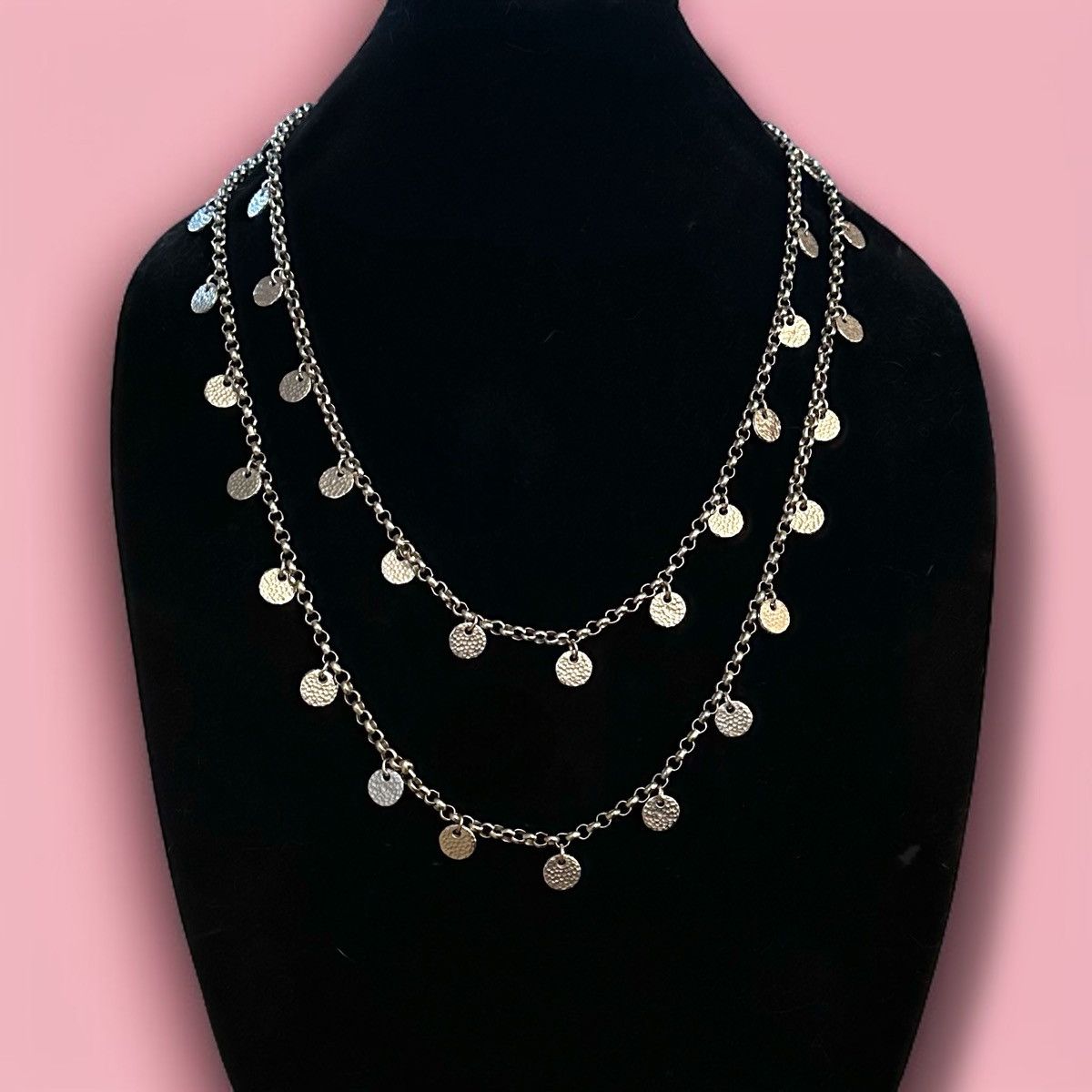 Other Barbara Boz long silver rolo chain w/hammered discs necklace Size ONE SIZE - 1 Thumbnail